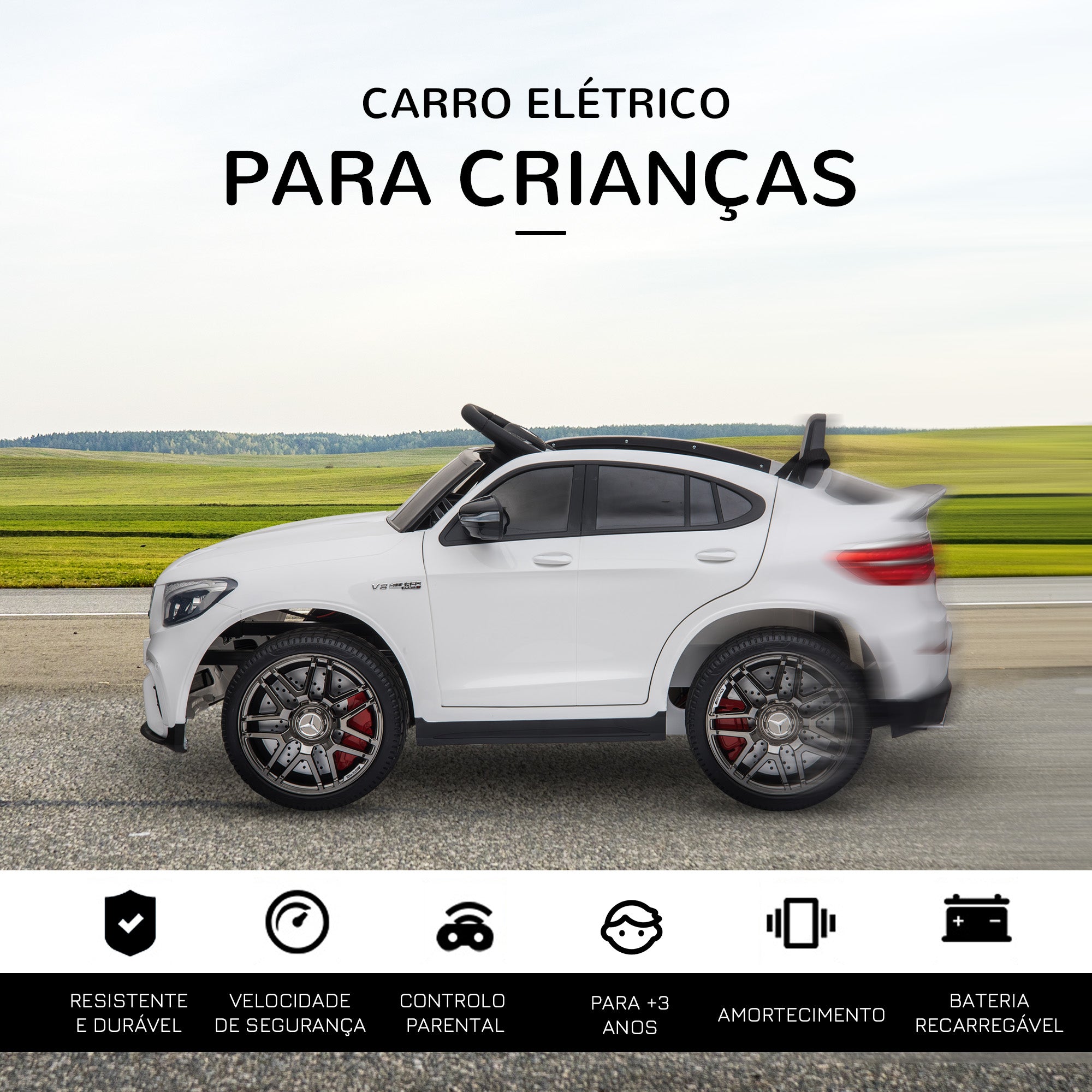 Carro Elétrico Infantil 115x70x55cm Branco