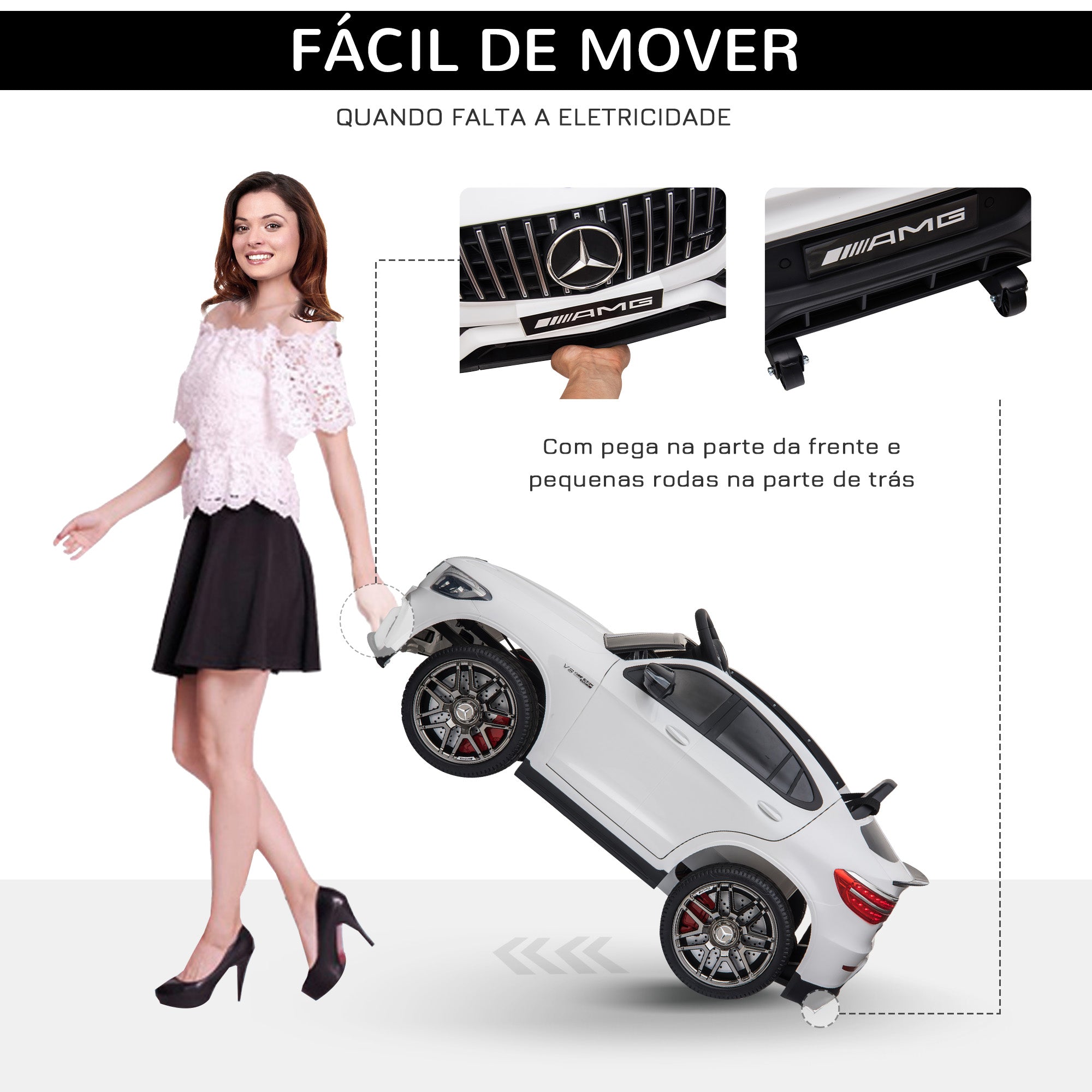 Carro Elétrico Infantil 115x70x55cm Branco