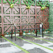 Banco de Jardim em Metal com Assento de Ferro Fundido e Encostos para Parque e Pátio 127x60x85 cm