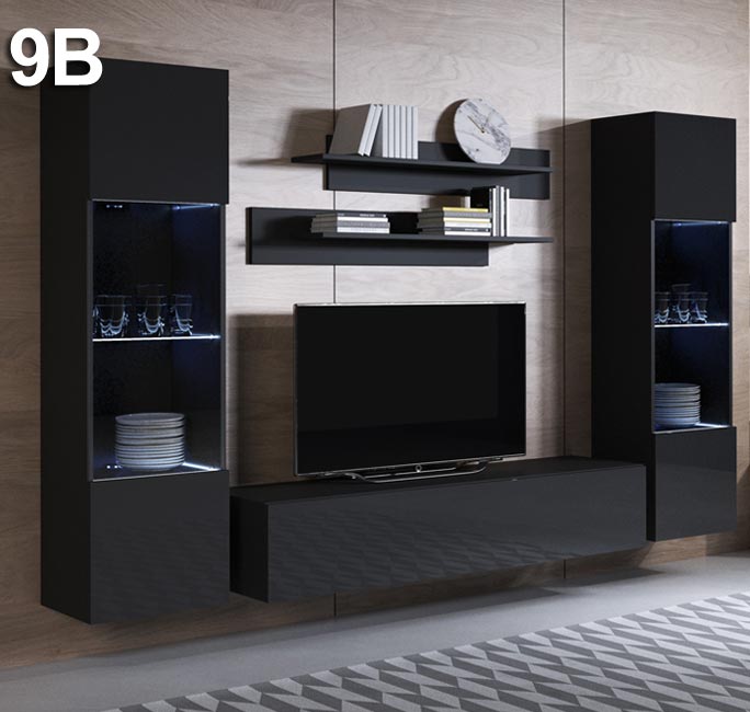 Conjunto de móveis Leiko 9B preto (2,6m)