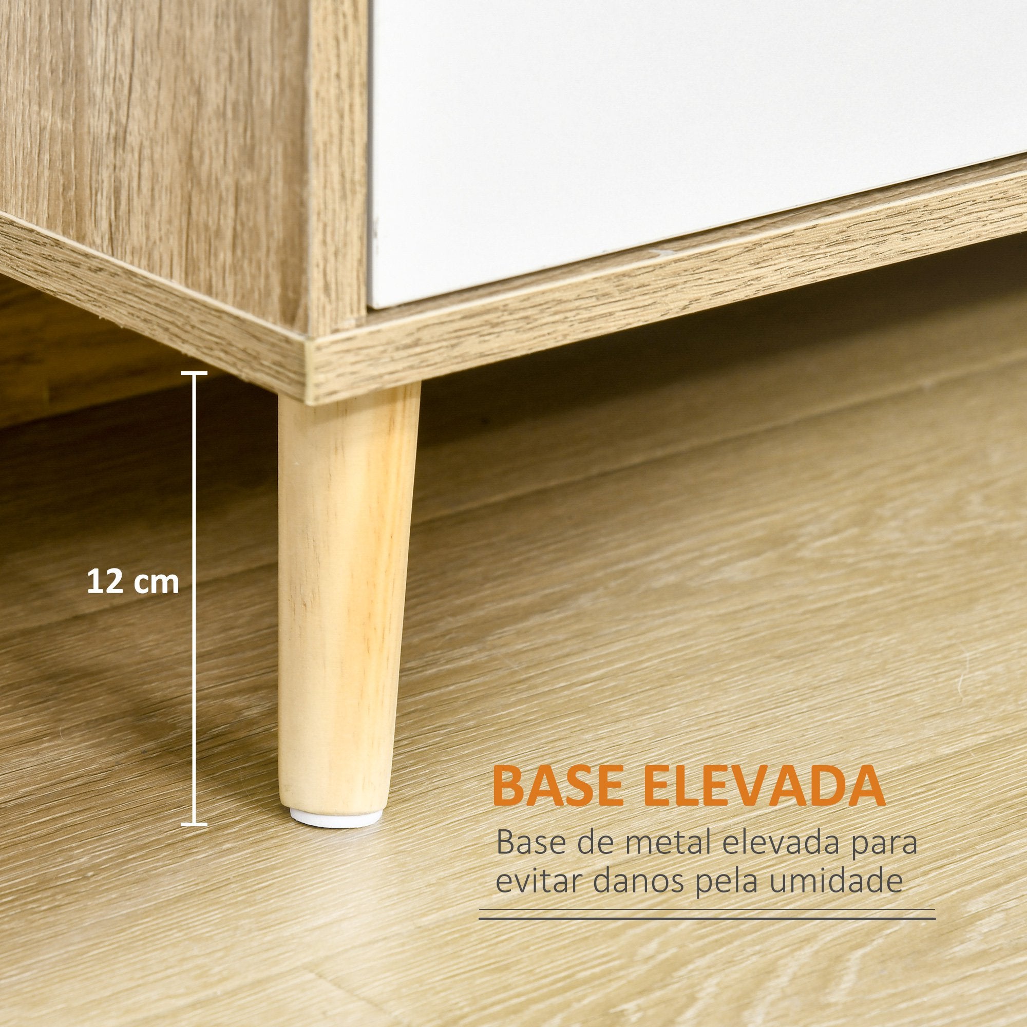 Aparador de Sala de Estar 100x30x85 cm Branco e Madeira Natural