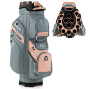 Bolsa de Golfe Portátil com 14 Compartimentos Completa com 11 Bolsos e Alça de Ombro Rosa para Mulheres e Homens