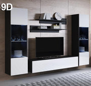Conjunto de móveis Leiko 9D preto e branco (2,6m)