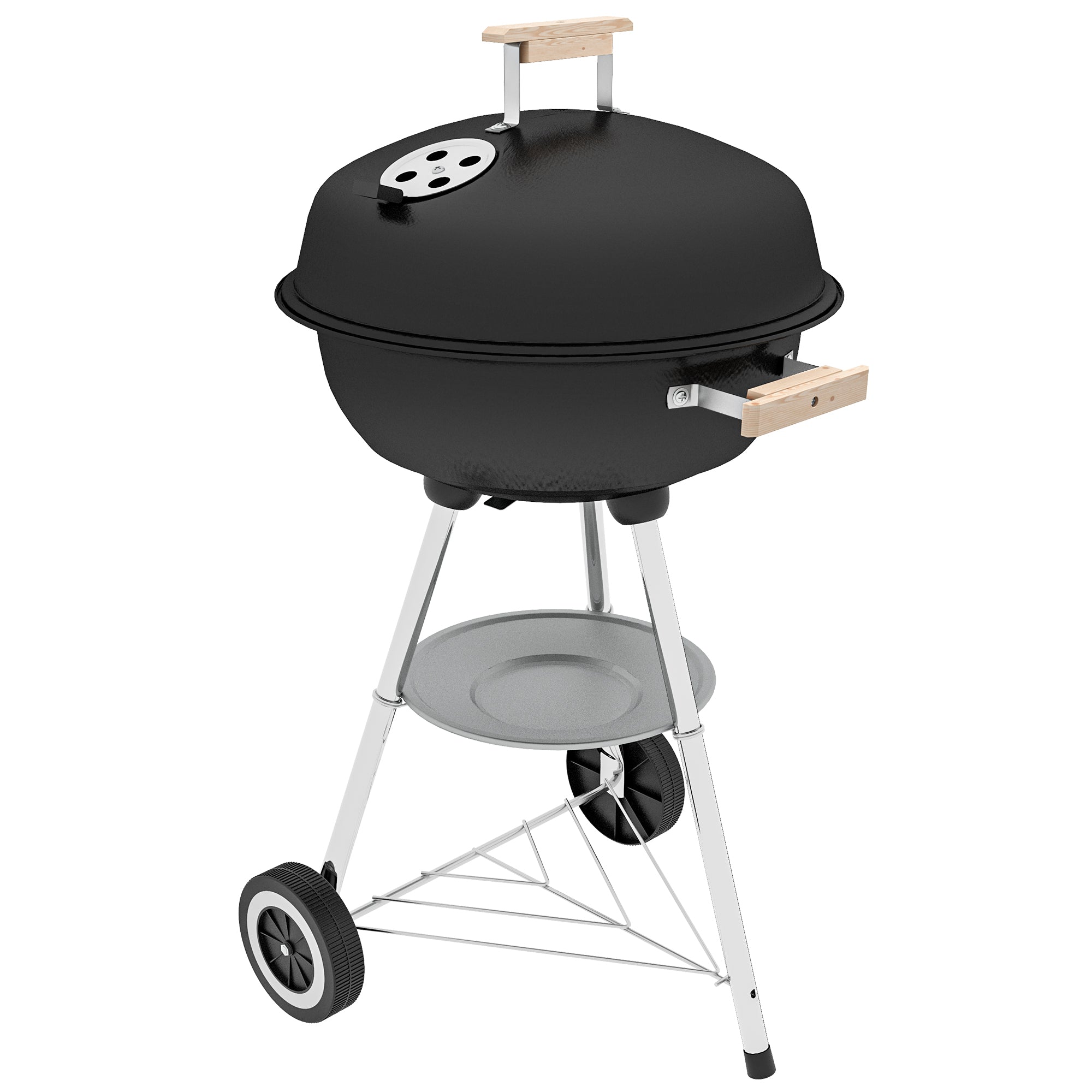 Barbecue a Carvão Portátil 48x56x85 cm Preto e Prata
