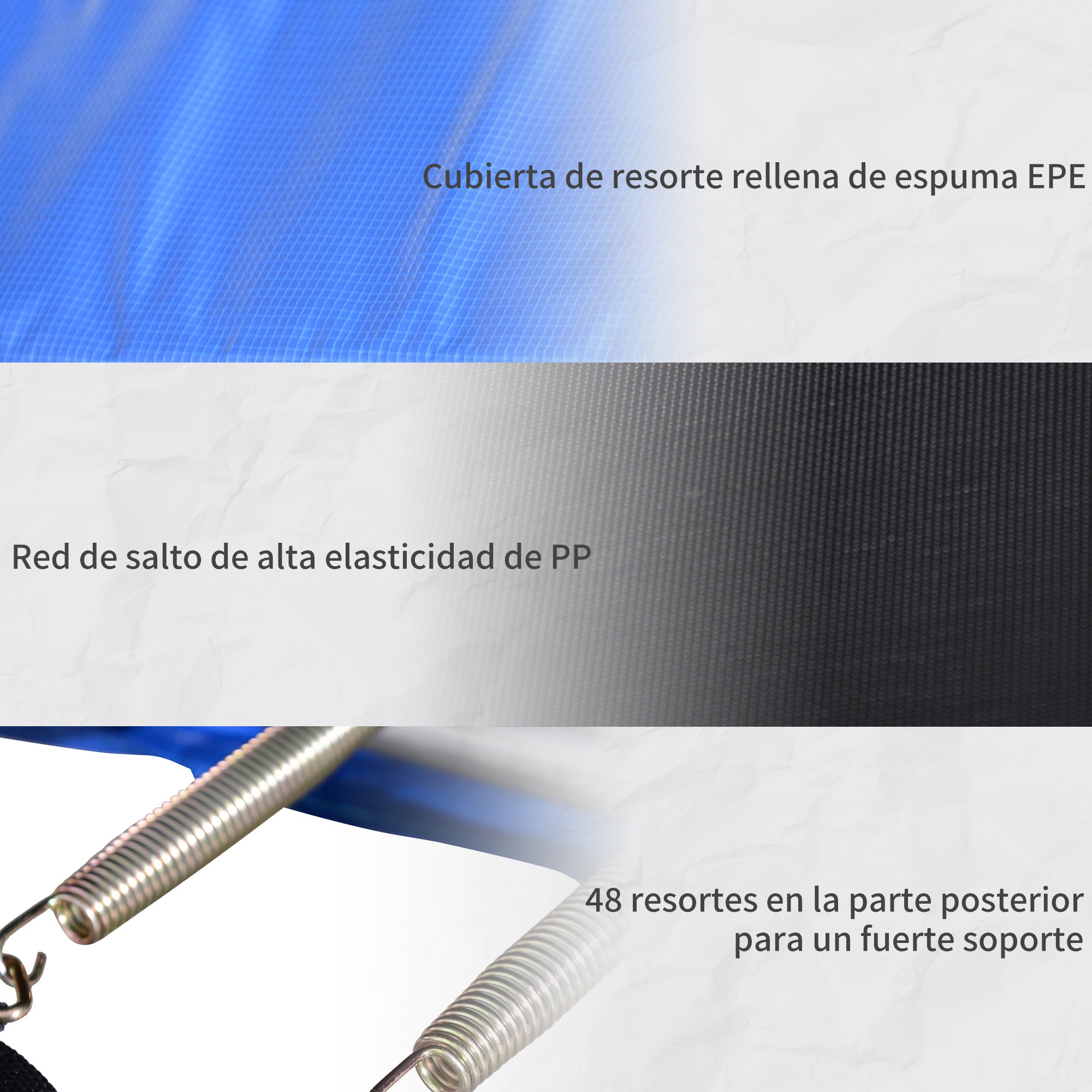 Trampolim de Jardim Φ244cm Azul para Crianças e Adultos com Rede de Segurança e Escada