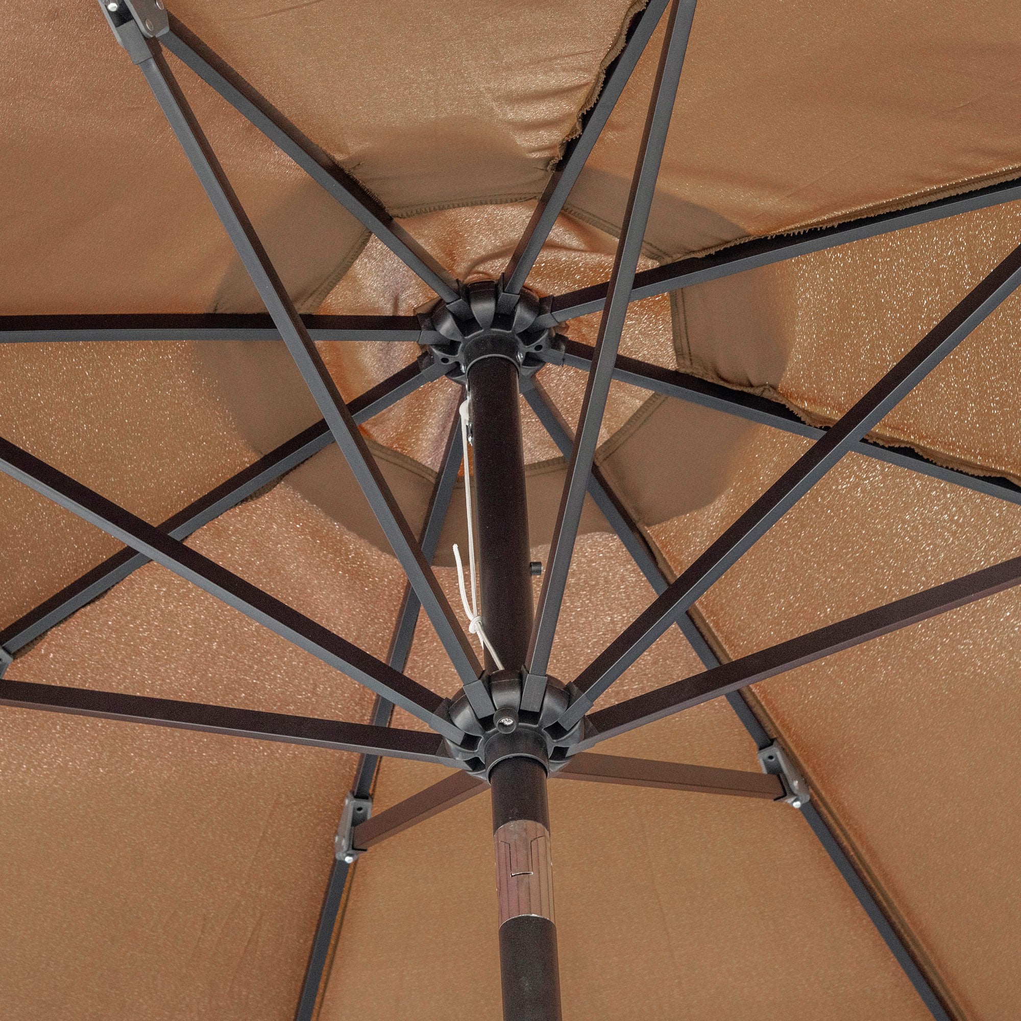 Chapéu de Sol Ø300x240 cm Marrom - Manivela, Ângulo Ajustável e Estrutura Resistente