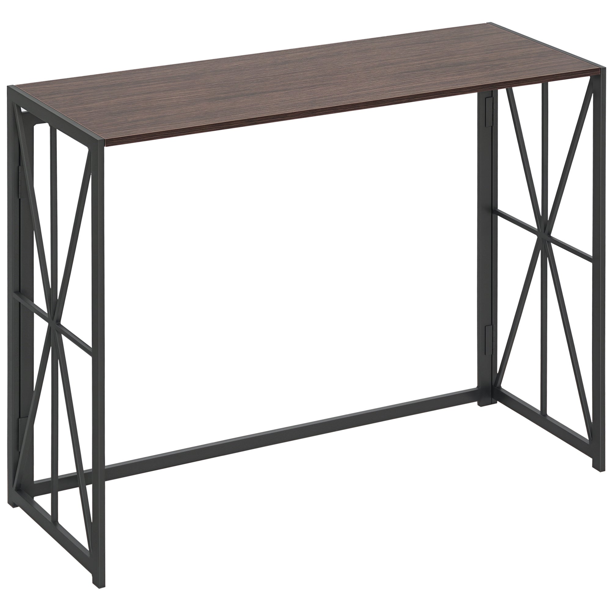 Mesa Consola Estilo Industrial 100x38x80cm Marrom e Preto