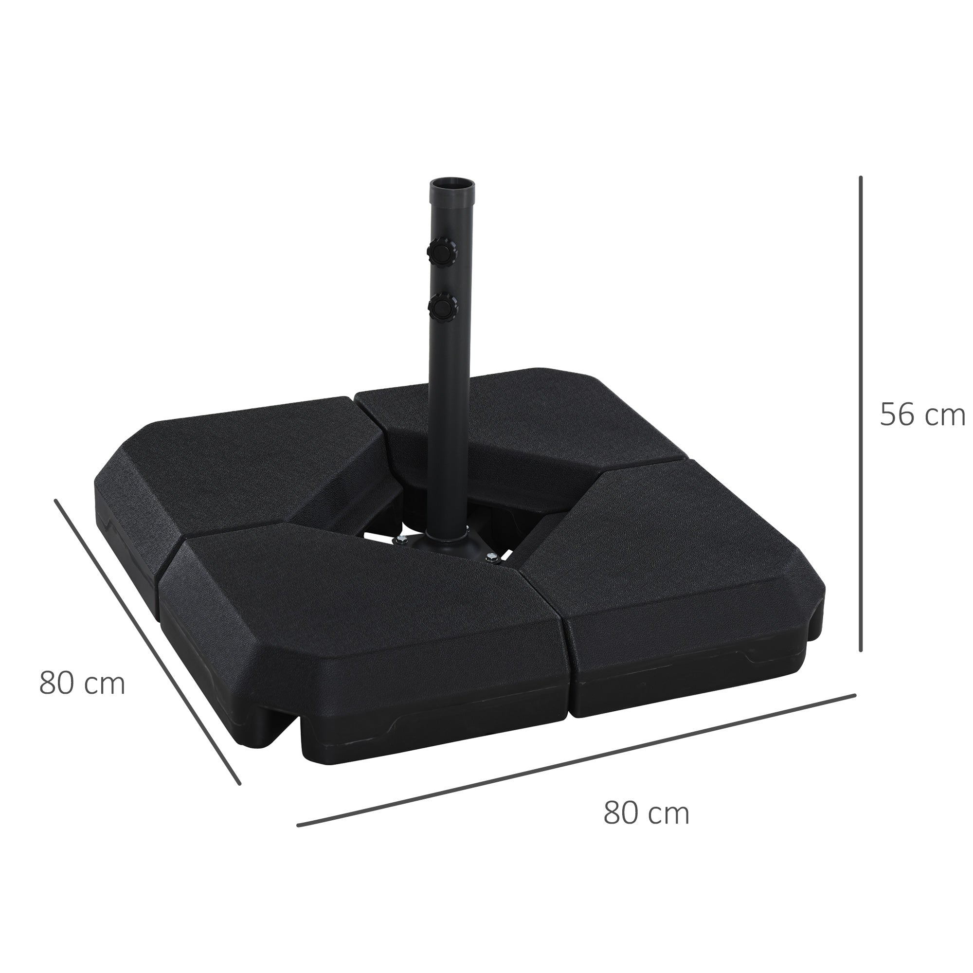 Base para Chapéu de Sol 80x80x56 cm Preto