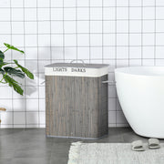 Cesto para Roupa Suja de Bambú 52x32x63 cm Cinzento