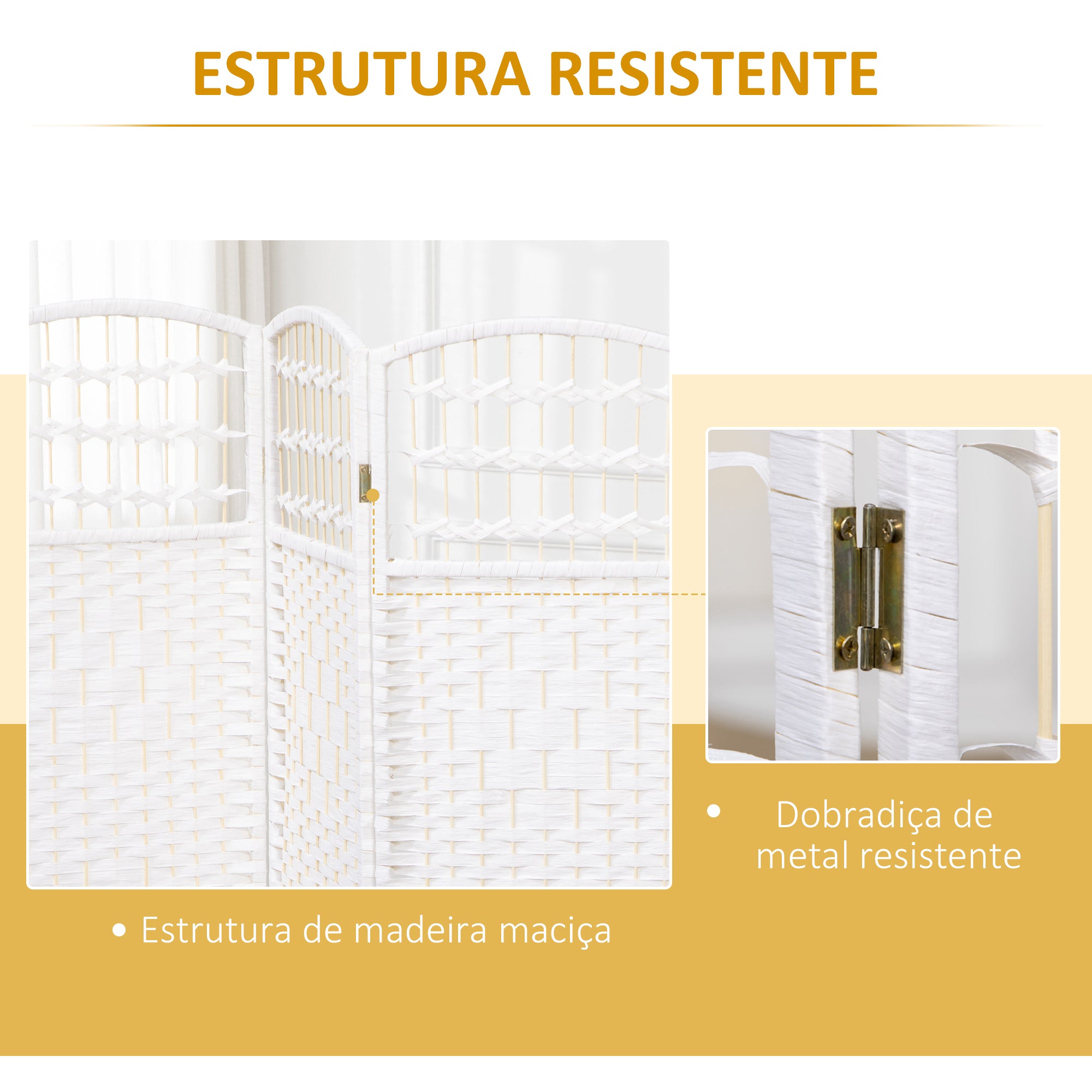 Biombo Separador de Ambientes 120x170 cm Branco