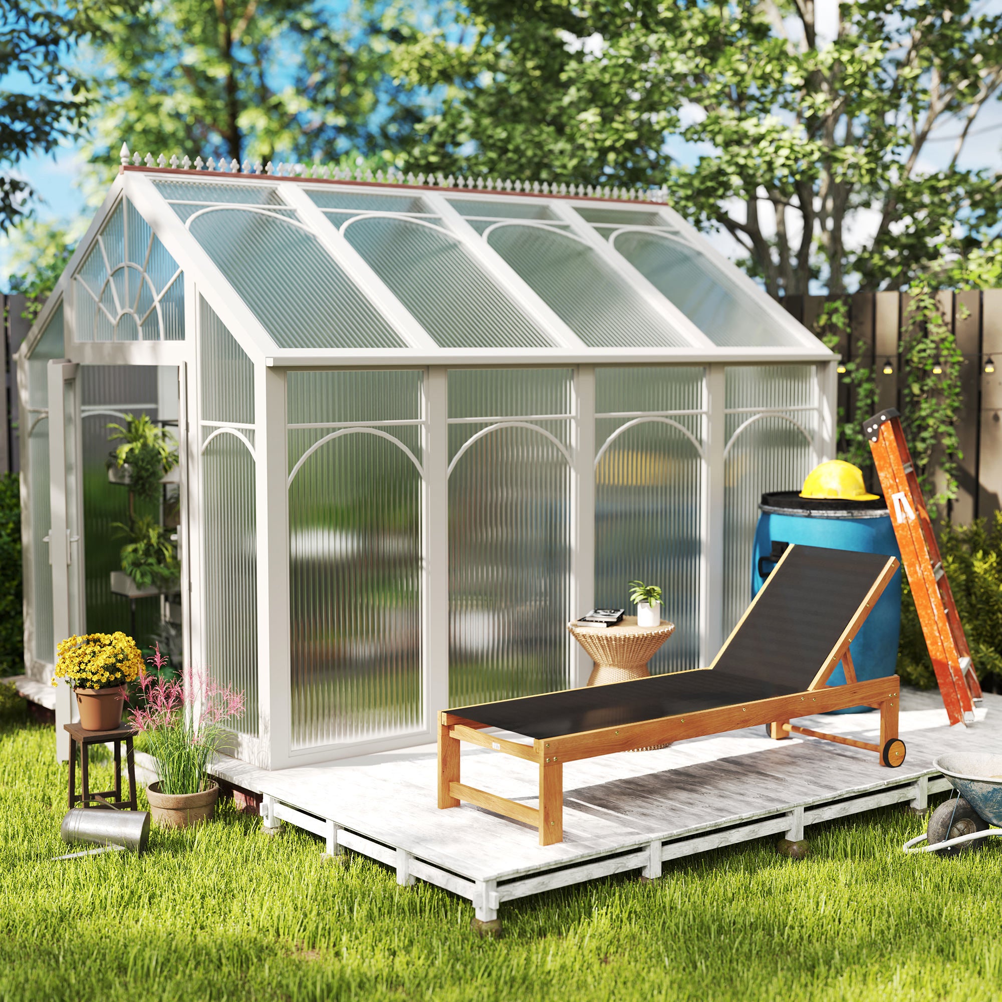 Espreguiçadeira de Jardim – 186x60x33 cm – Preto – Madeira de acácia