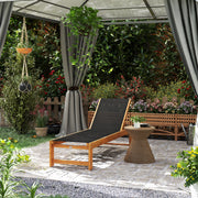 Espreguiçadeira de Jardim – 186x60x33 cm – Preto – Madeira de acácia