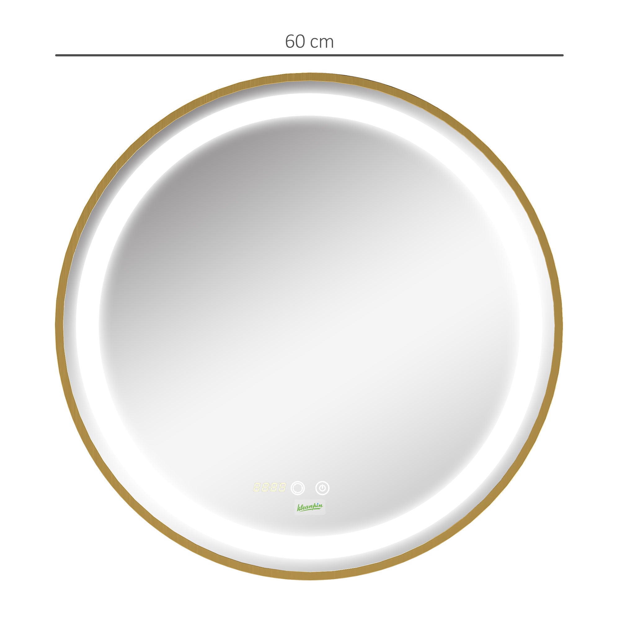 Espelho de Casa de Banho com Luz LED Ø60x4cm - Ouro