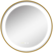 Espelho de Casa de Banho com Luz LED Ø60x4cm - Ouro