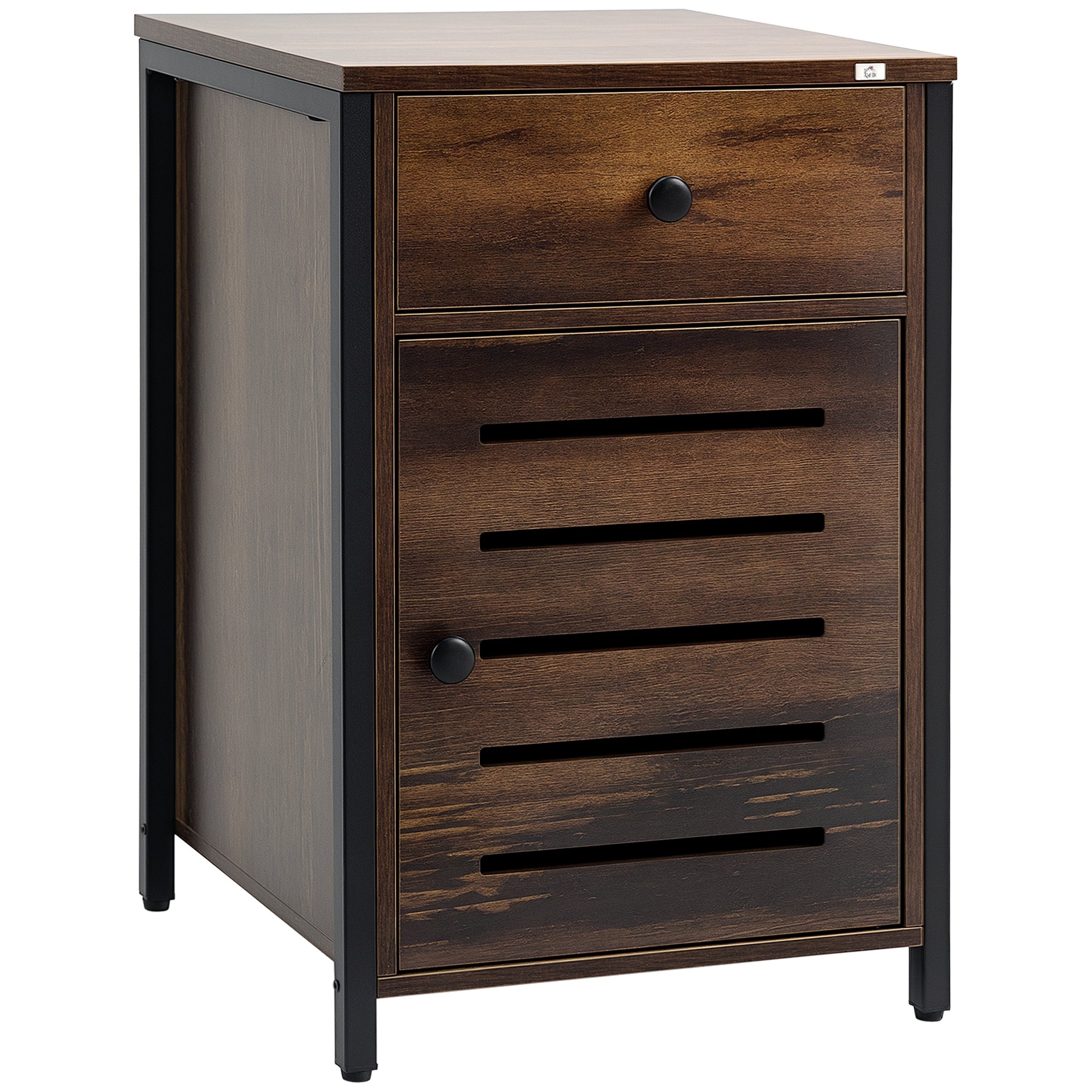 Mesa de Cabeceira Estilo Industrial 40x40x60cm - Marrom