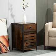 Mesa de Cabeceira Estilo Industrial – 40x40x60cm – Marrom – MDF, Melamina de Madeira e Aço