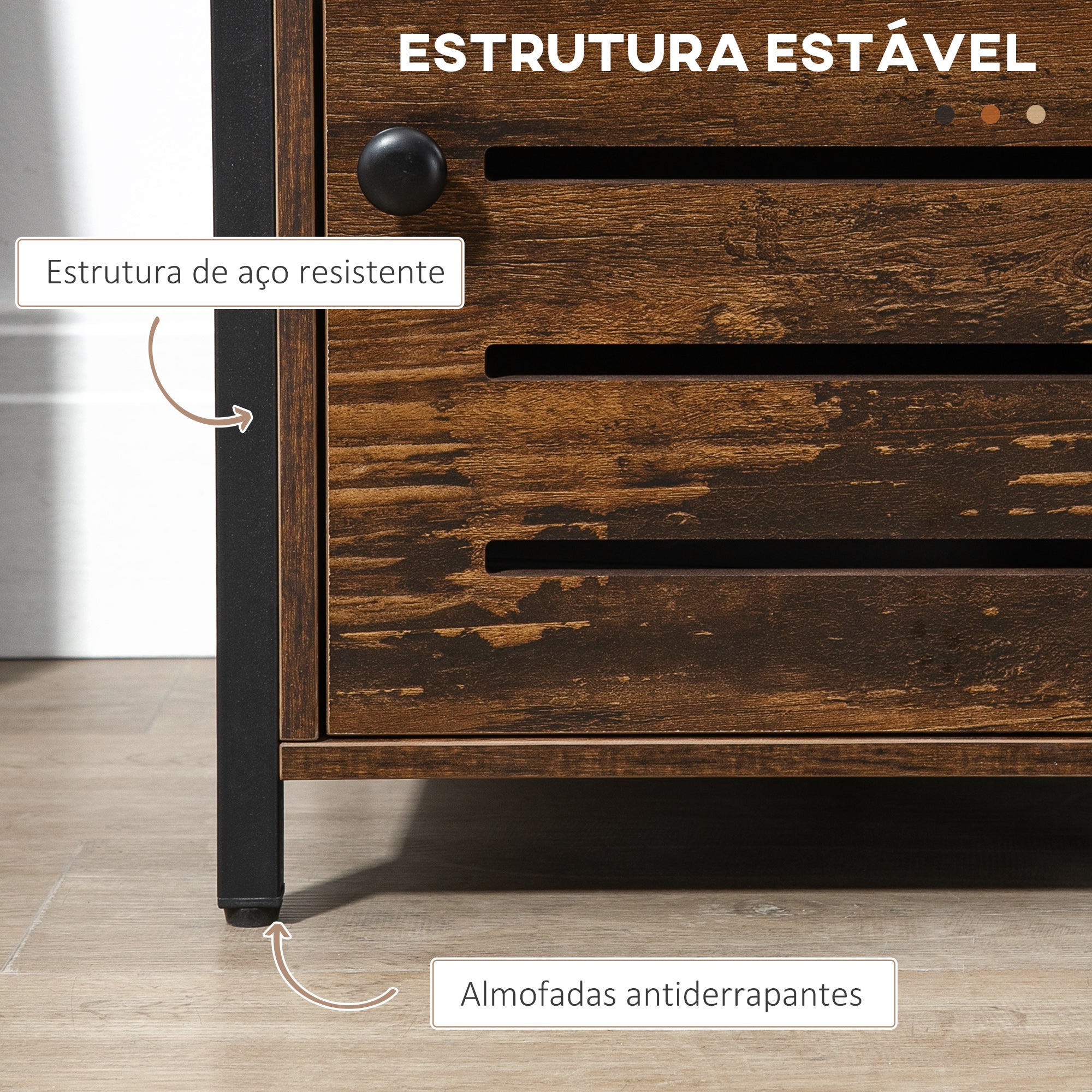 Mesa de Cabeceira Estilo Industrial 40x40x60cm - Marrom