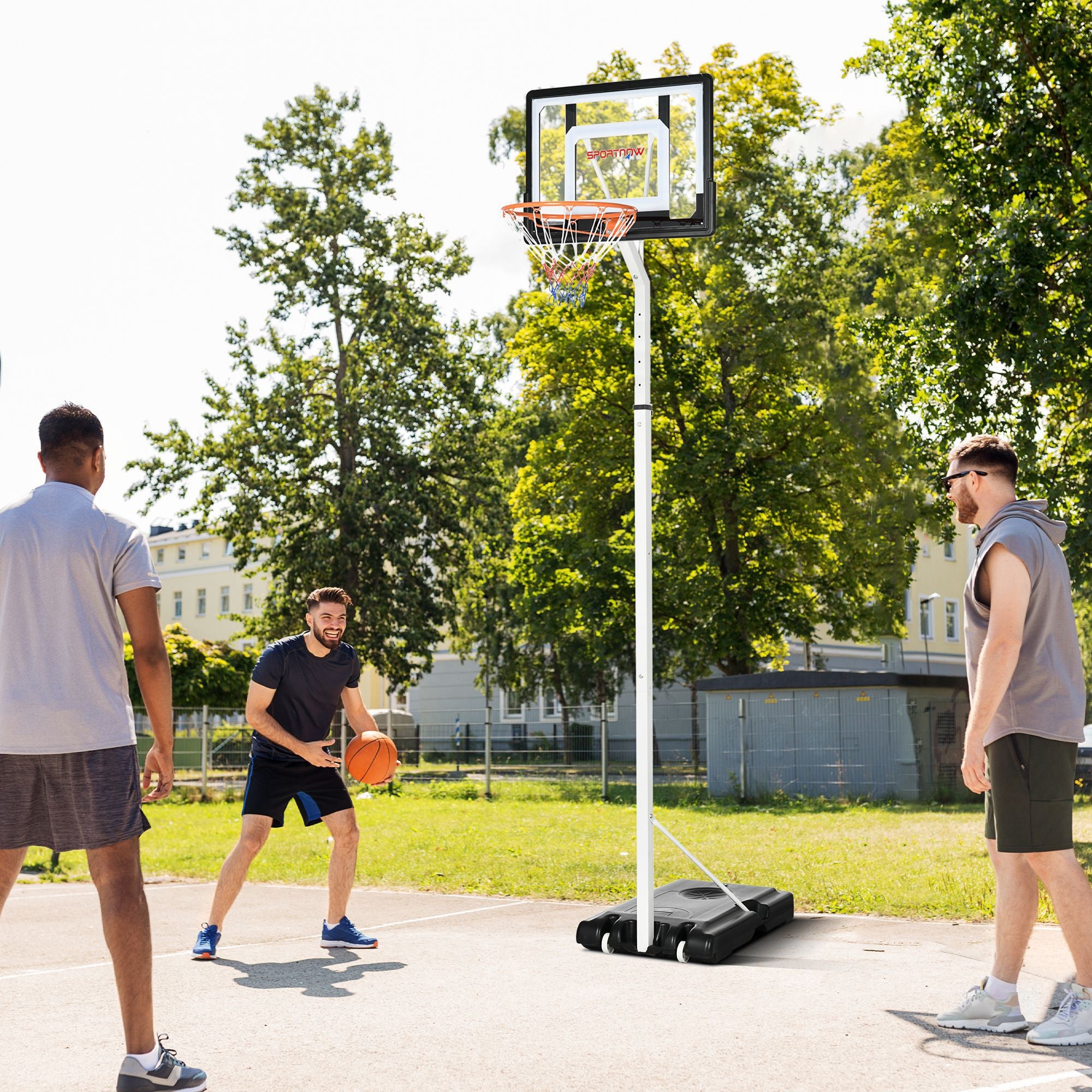 Tabela de Basquetebol – 260-305cm – Preto, Branco e Laranja – Aço e PVC