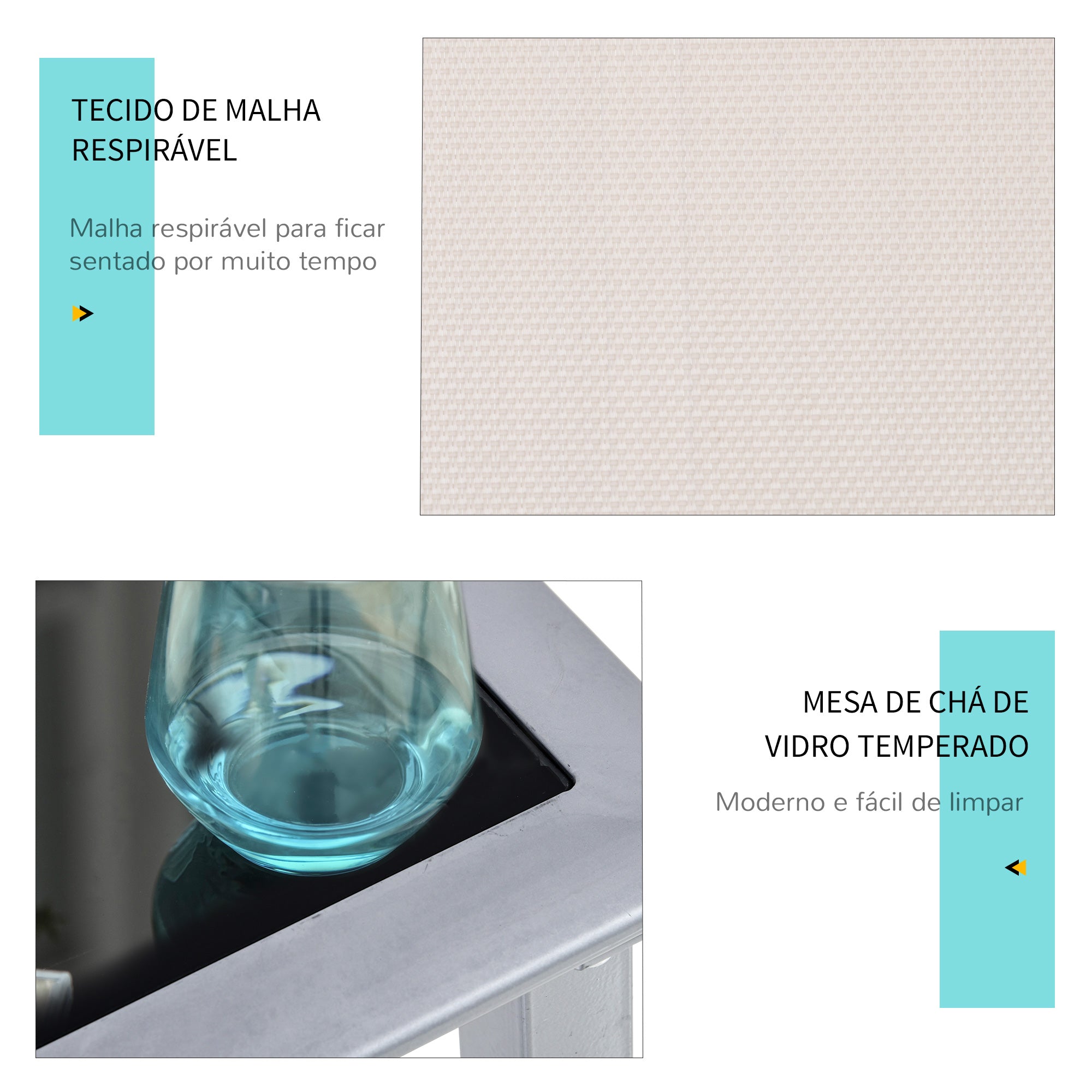 Conjunto de 2 Espreguiçadeiras de Jardim Bege 59x169x66 cm com Mesa 41x41x45 cm