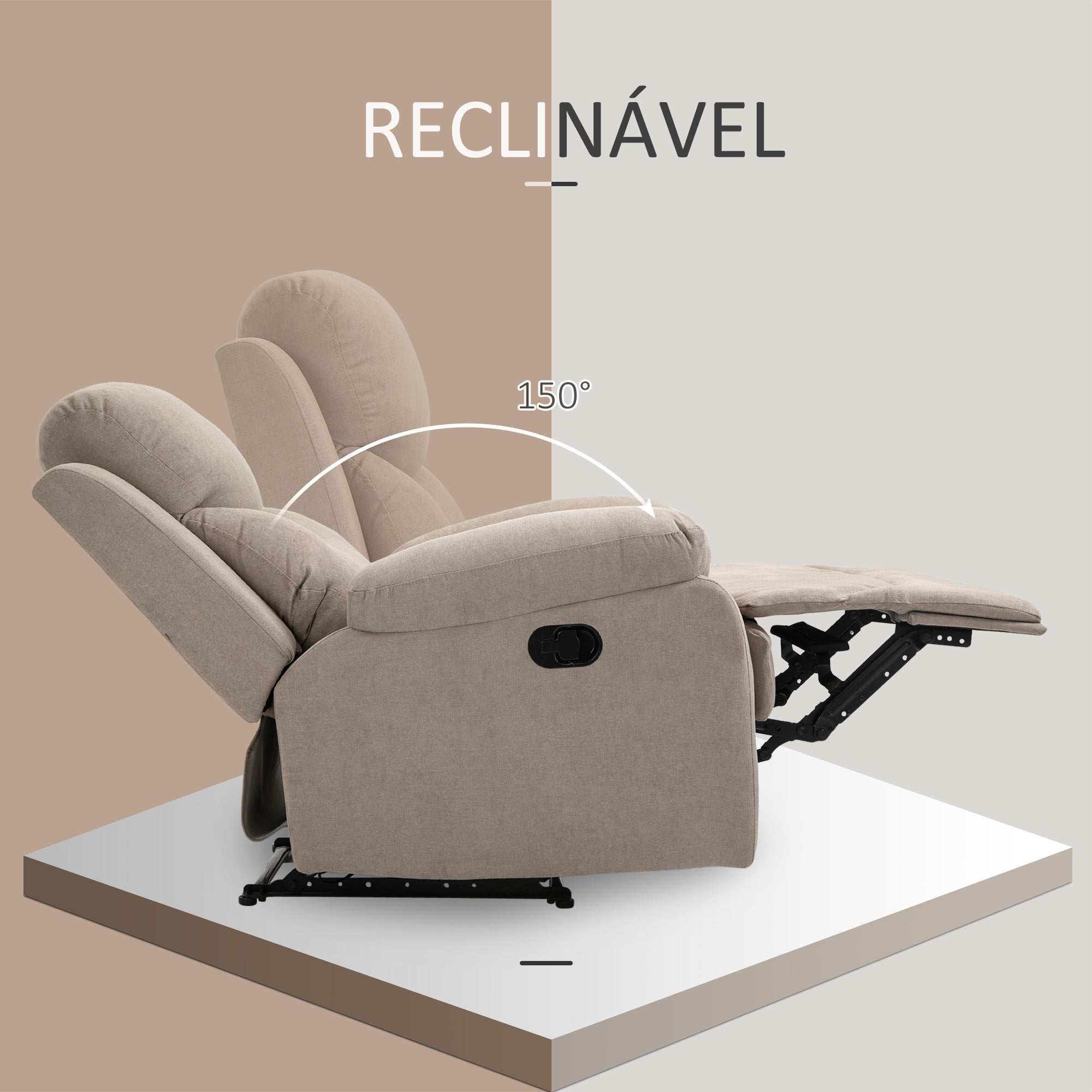 Poltrona Reclinável Bege 93x88x102 cm - Relaxamento e Conforto Garantidos