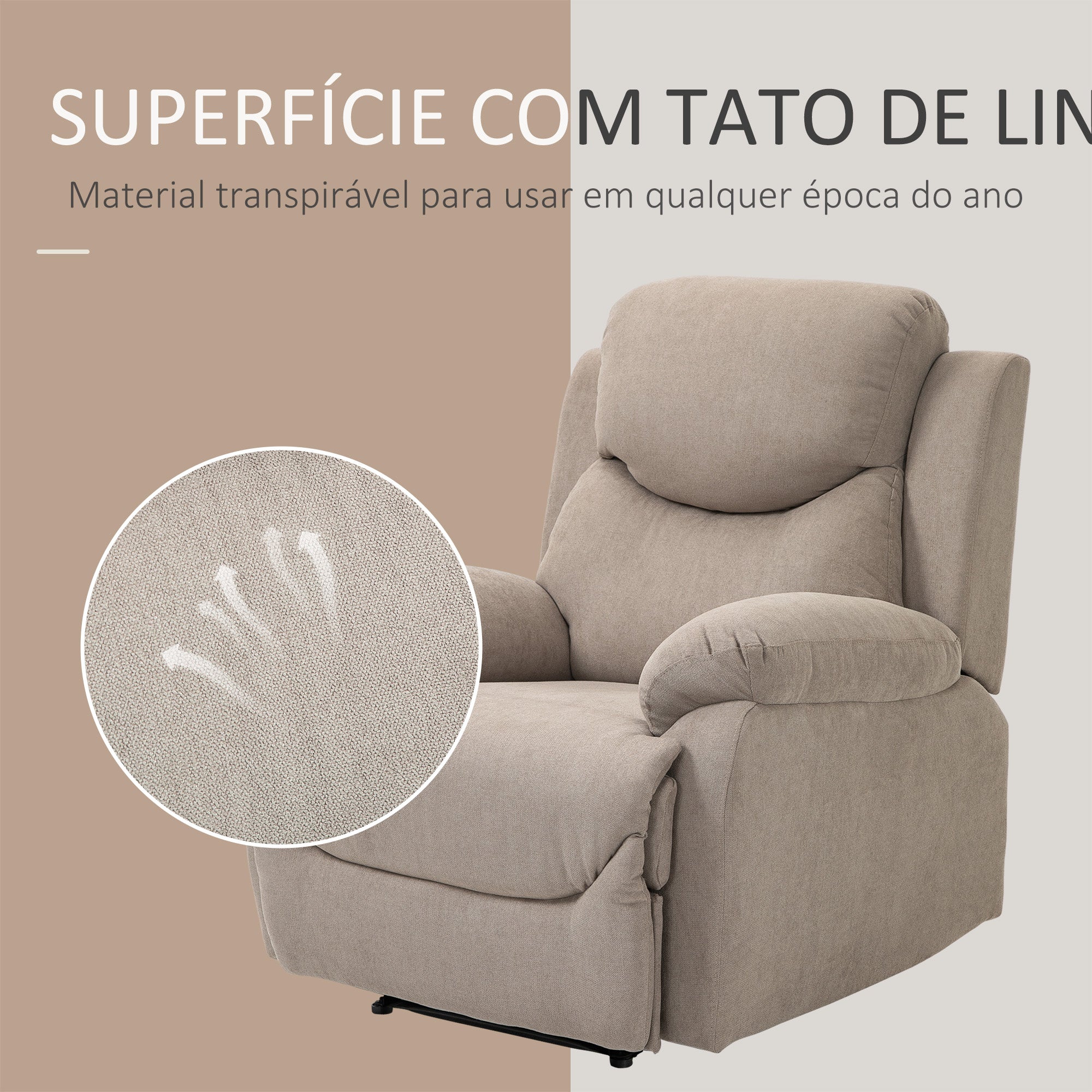 Poltrona Reclinável Bege 93x88x102 cm - Relaxamento e Conforto Garantidos