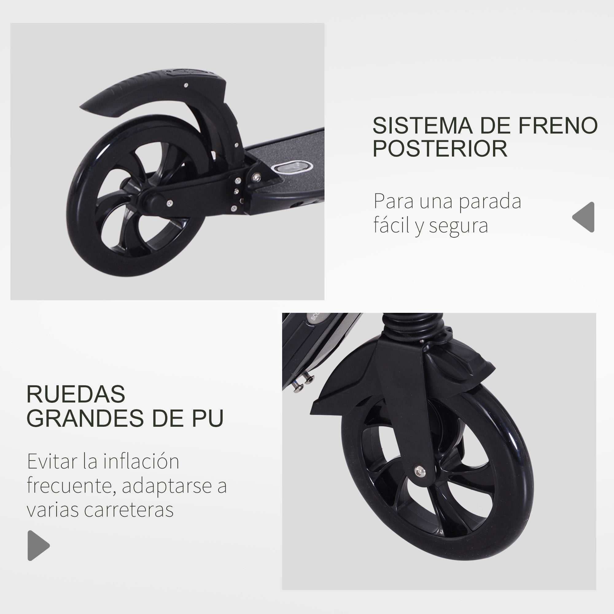 Trotinete Dobrável para Adultos e Crianças - 93,5x38x105cm - Cor Preto