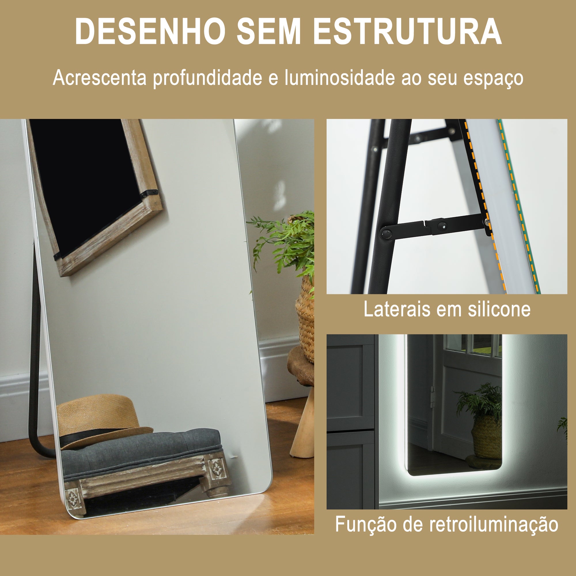 Espelho de Pé LED 40x150 cm Transparente