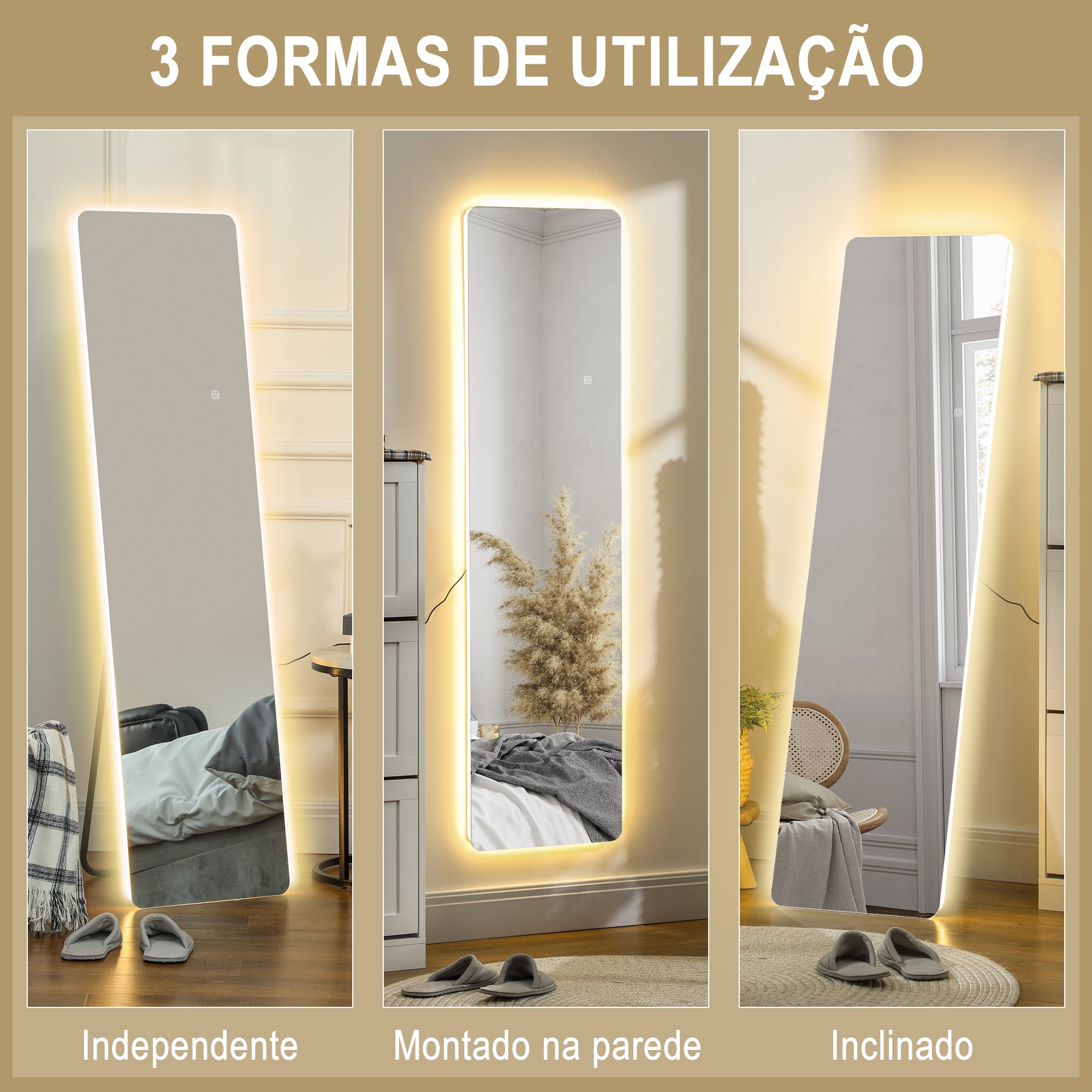 Espelho de Pé LED 40x150 cm Transparente