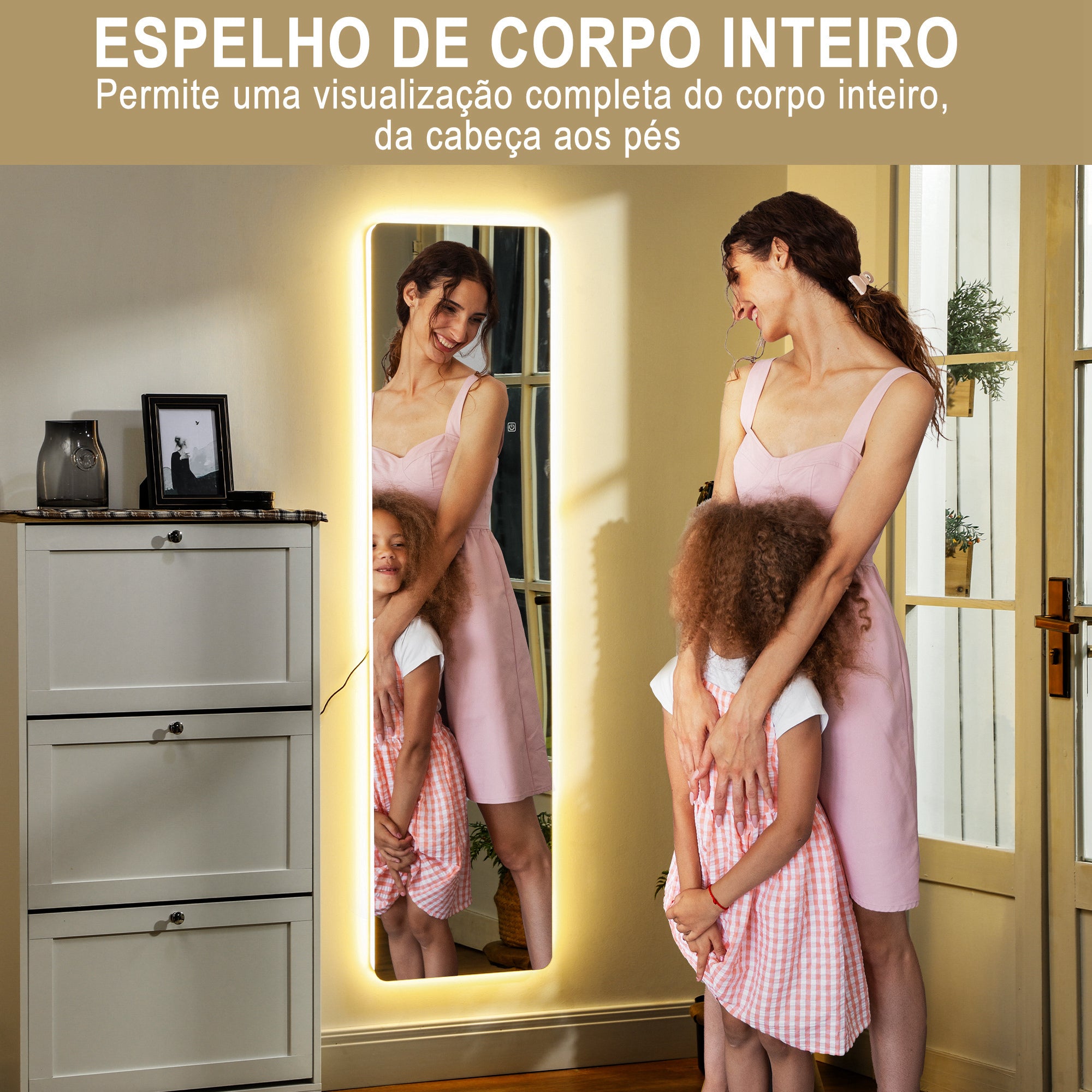 Espelho de Pé LED 40x150 cm Transparente