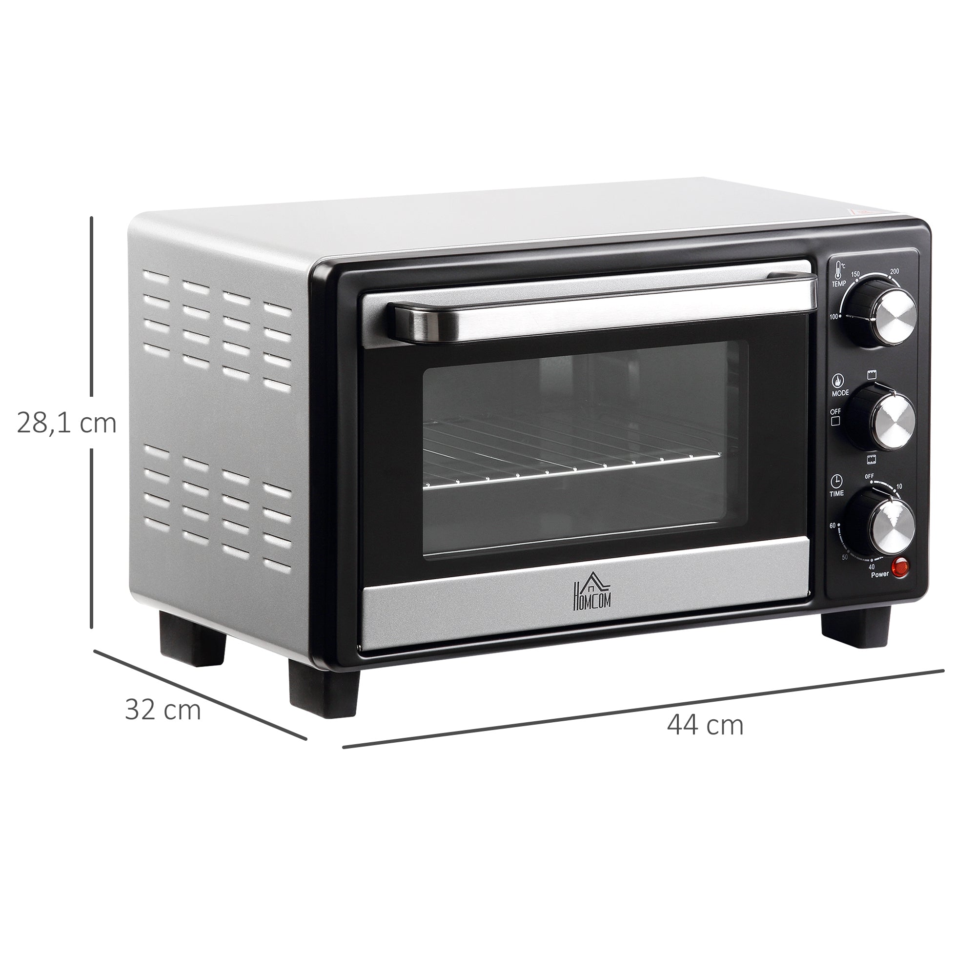 Mini Forno Elétrico 16L Prata 44x32x28,1cm - Temperatura até 230°C
