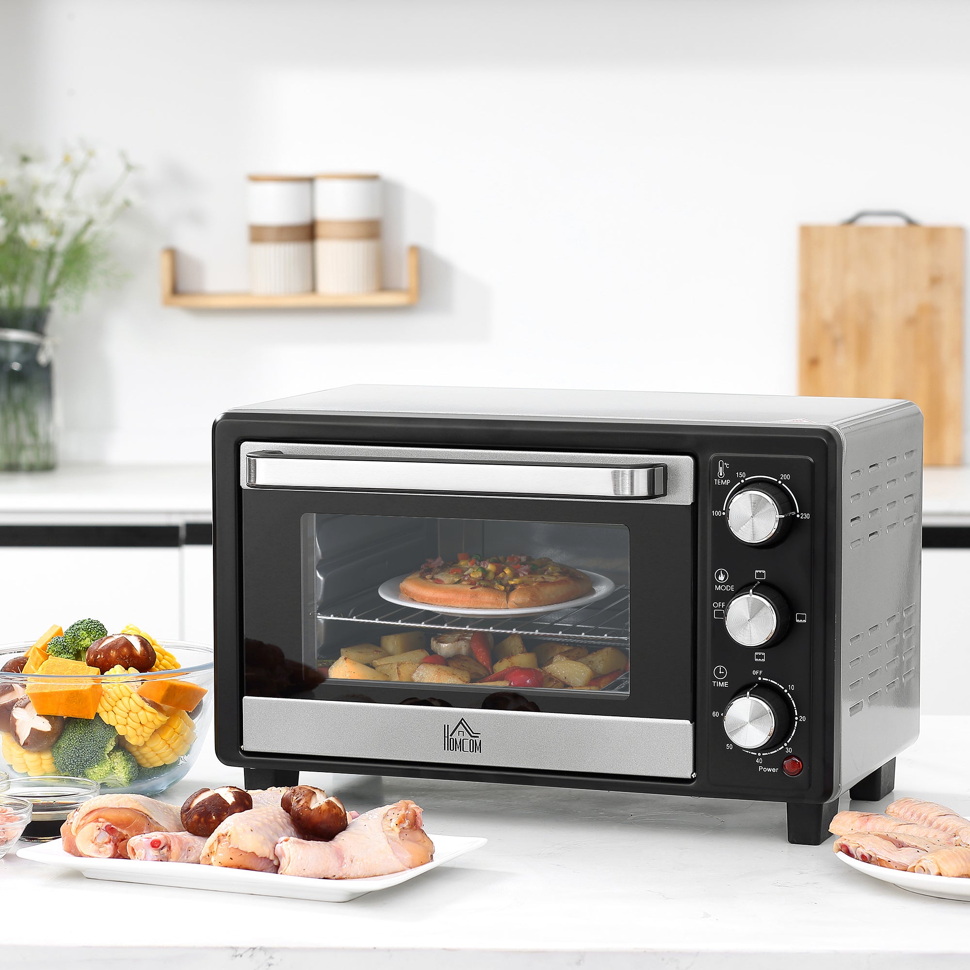 Mini Forno Elétrico 16L Prata 44x32x28,1cm - Temperatura até 230°C