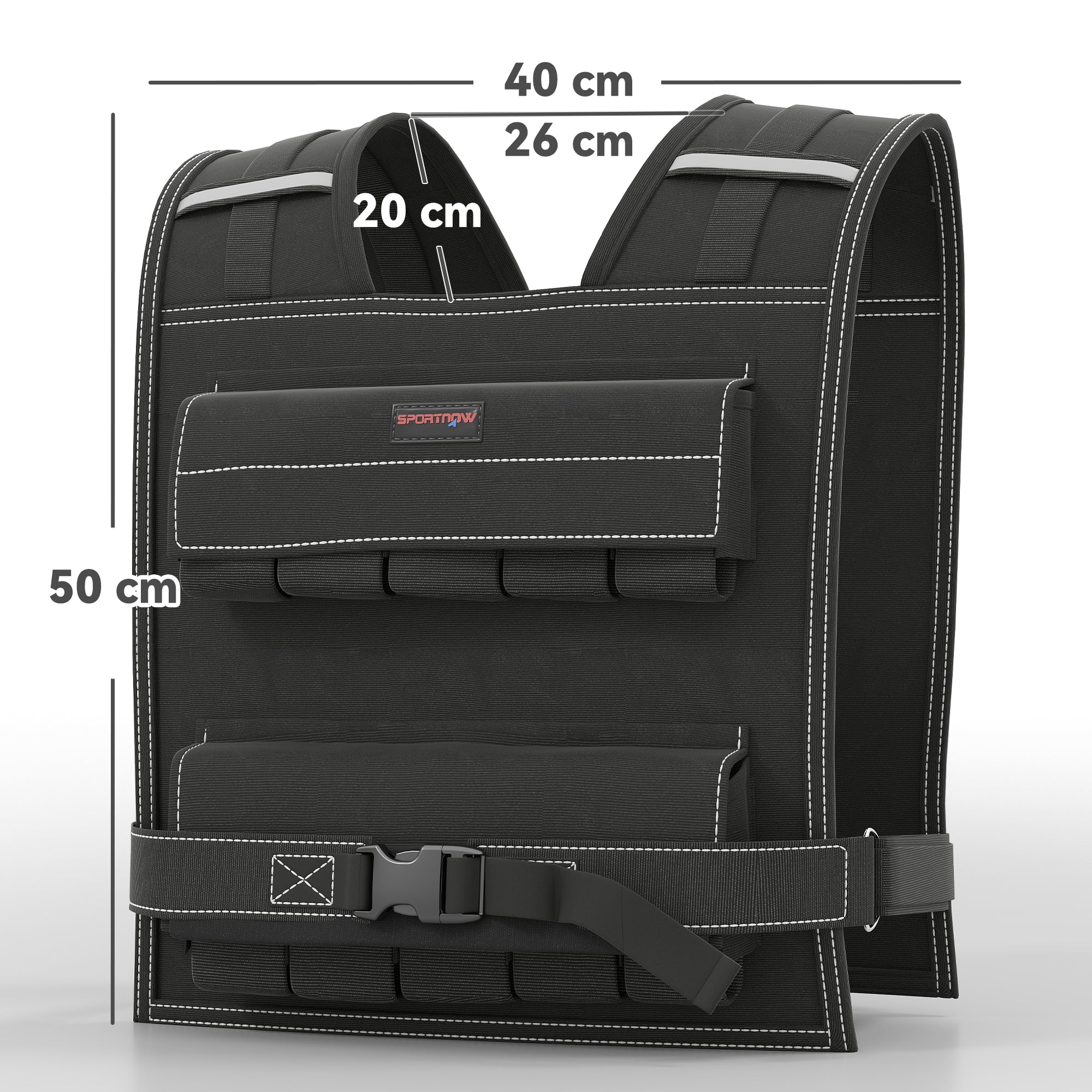 Colete de Pesos Ajustável 20 kg Preto 50x40 cm