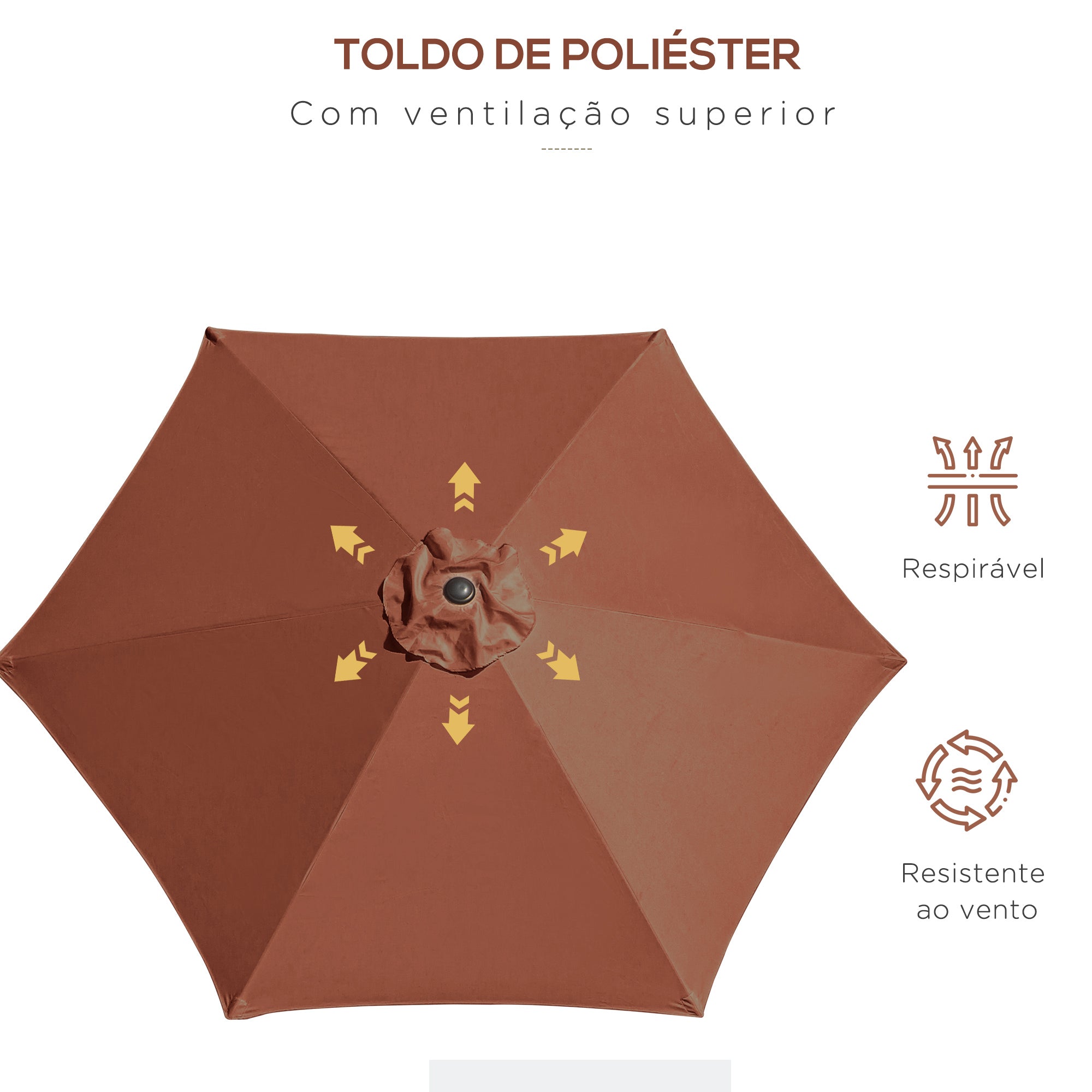 Chapéu de Sol de Jardim Ø260x235cm - Marrom