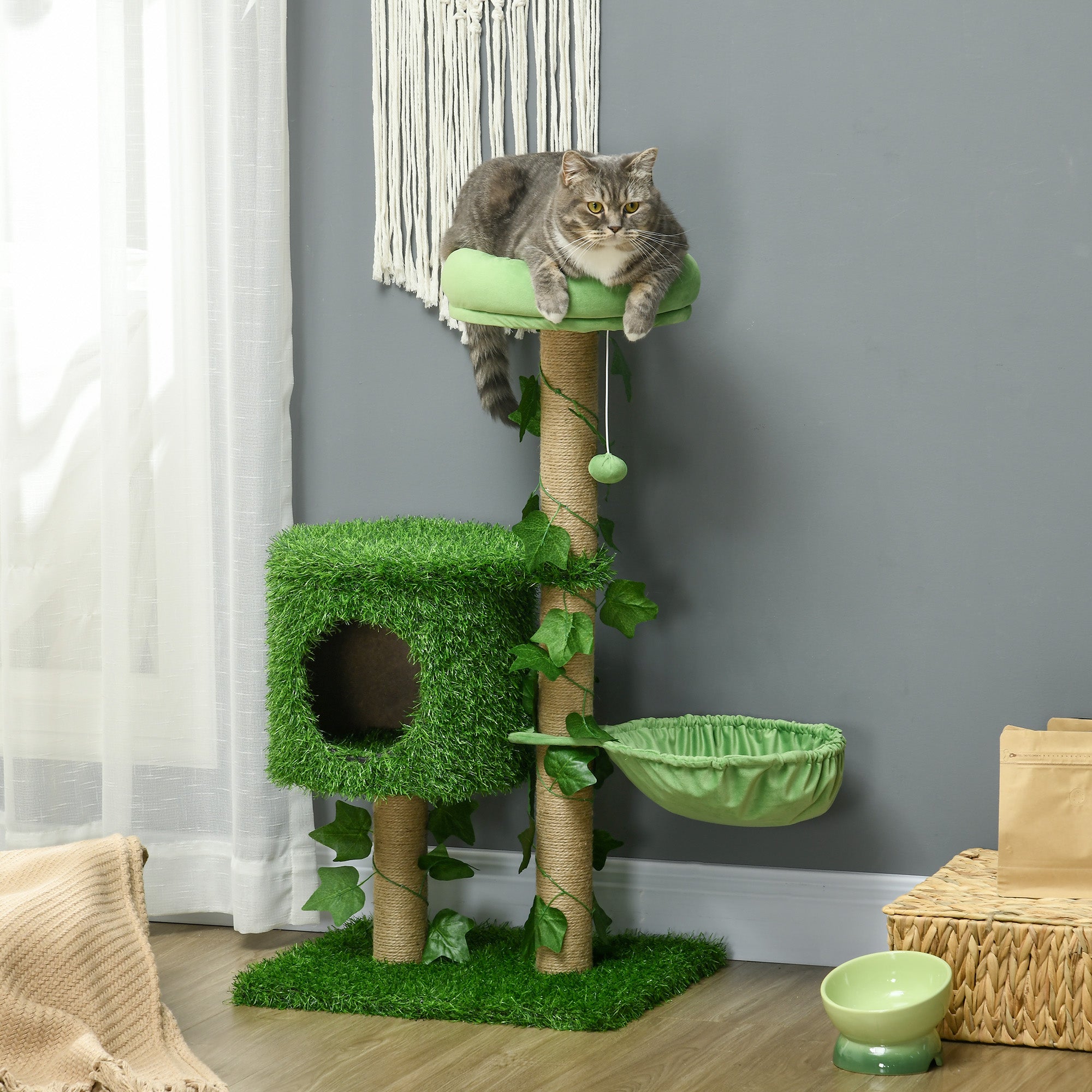 Arranhador para Gatos 50x40x91 cm Verde