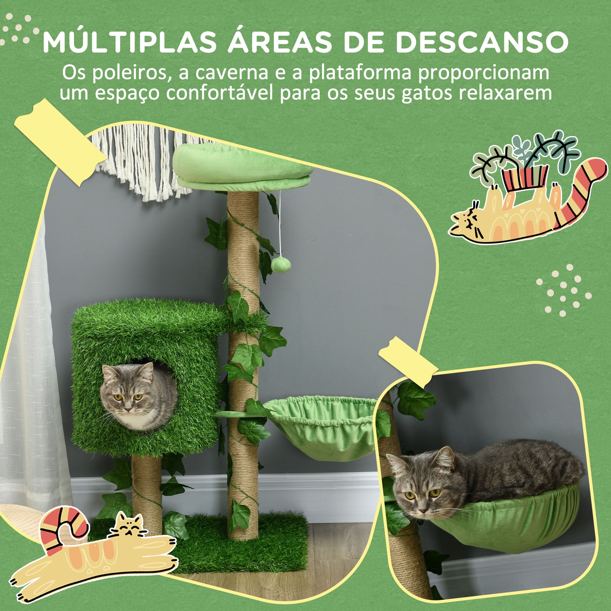 Arranhador para Gatos 50x40x91 cm Verde