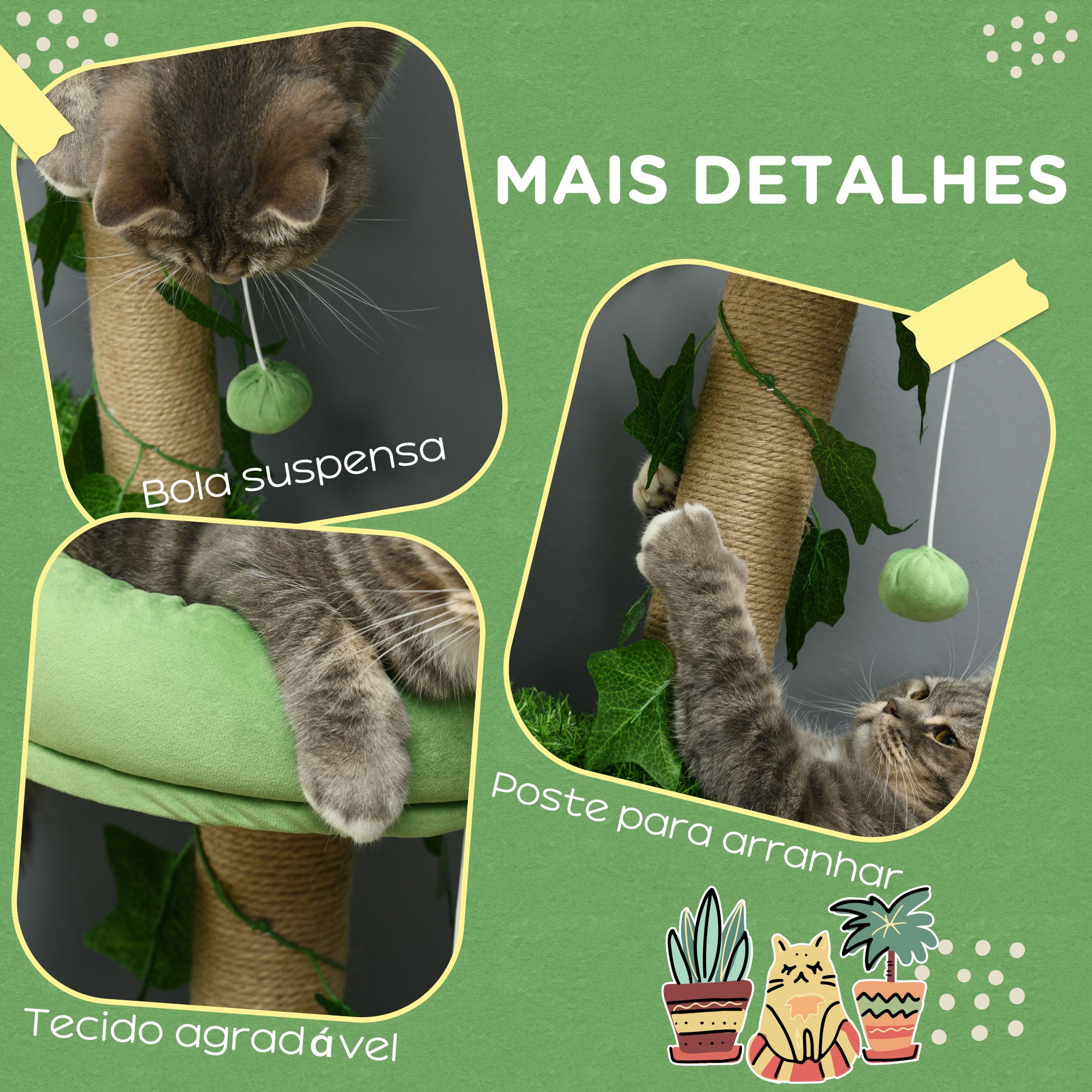 Arranhador para Gatos 50x40x91 cm Verde