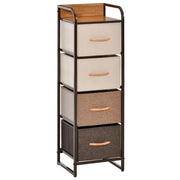 Cómoda de Tecido com 4 Cestos Removíveis e Dobráveis 31x29x99cm - Creme, Café e Marrom