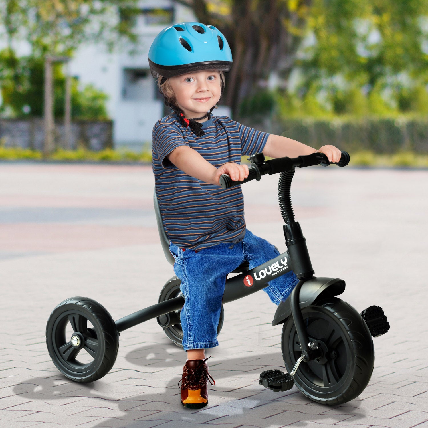 Triciclo Infantil Preto 79x50,5x58 cm com Protetor de Segurança e Campainha
