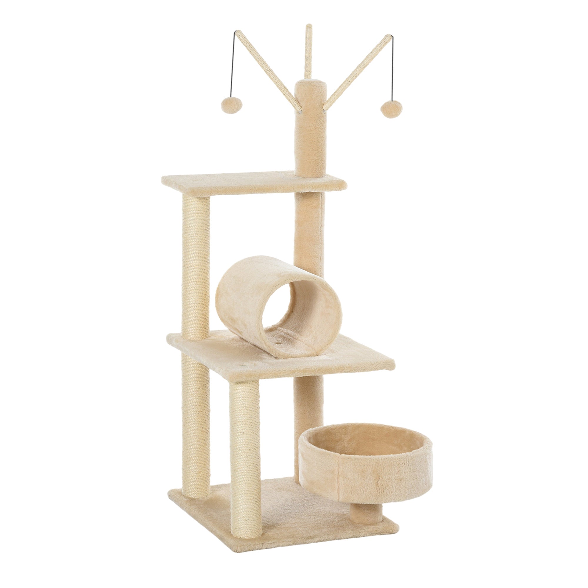 Torre de Escalada para Gatos com Cama Redonda Bege 40x40x121 cm