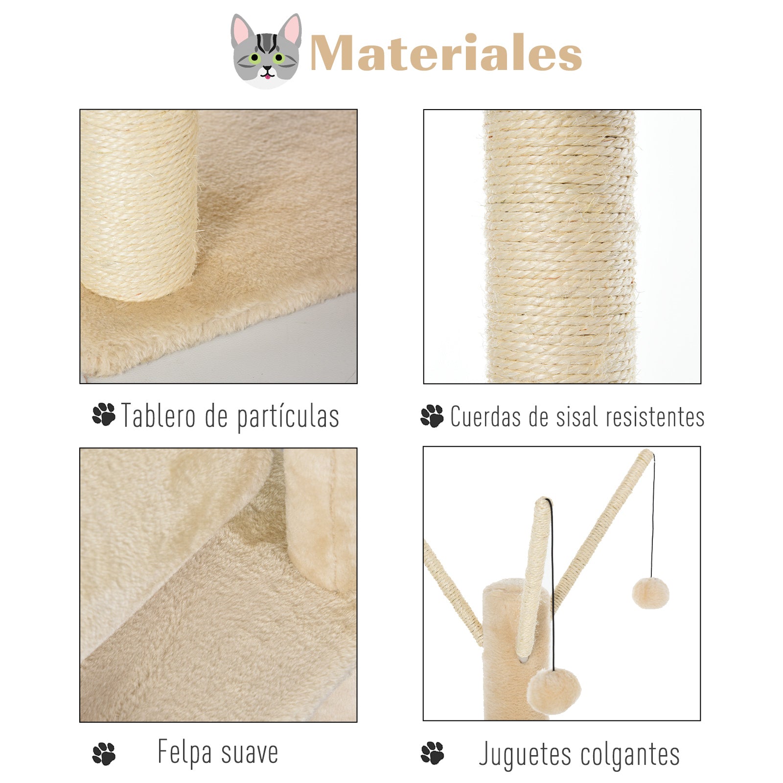 Torre de Escalada para Gatos com Cama Redonda Bege 40x40x121 cm
