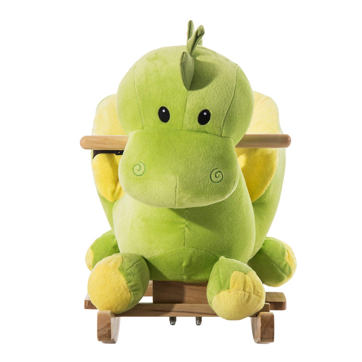 Baloiço Dinossauro de Pelúcia Verde 60x33x45cm para Bebés 18-36 Meses