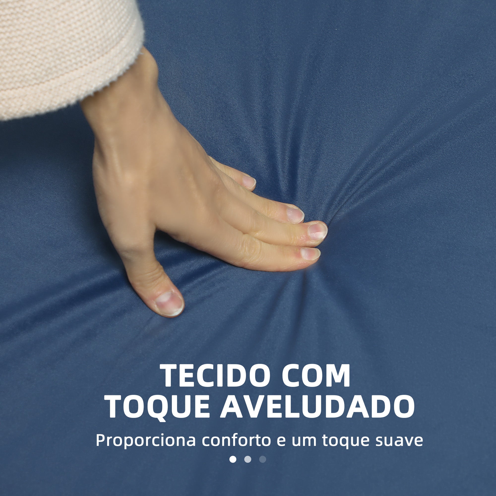 Sofá de 3 Lugares Azul Marinho 194,5x76x76 cm em Veludo com Almofadas Douradas