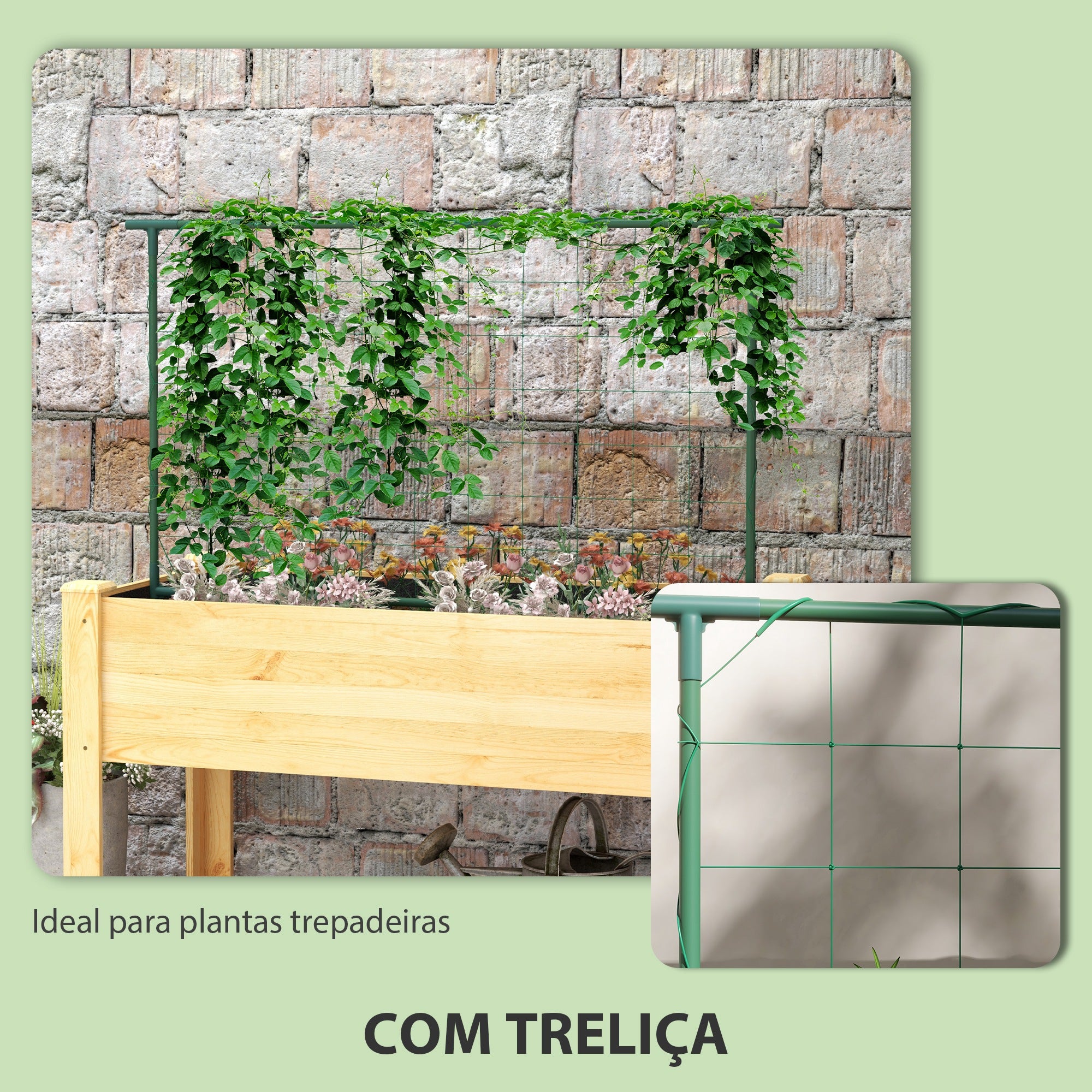 Horta Vertical Elevada Cor de Madeira Natural 120x60x75 cm