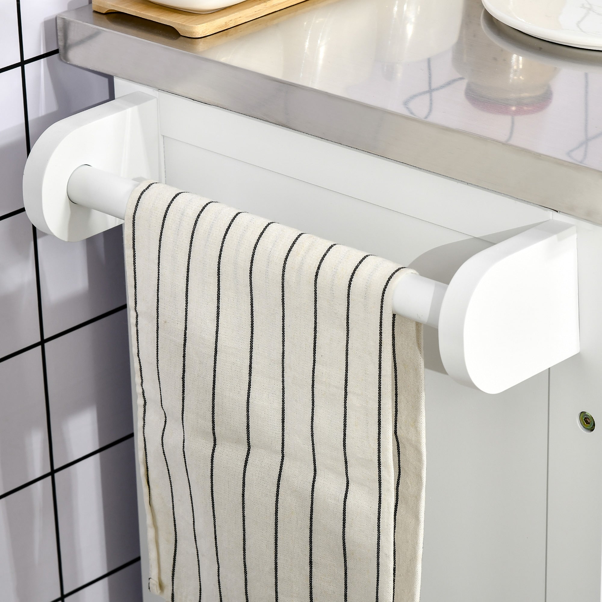 Ilha de Cozinha Móvel Moderna 83,5x45,7x90,5 cm - Branco