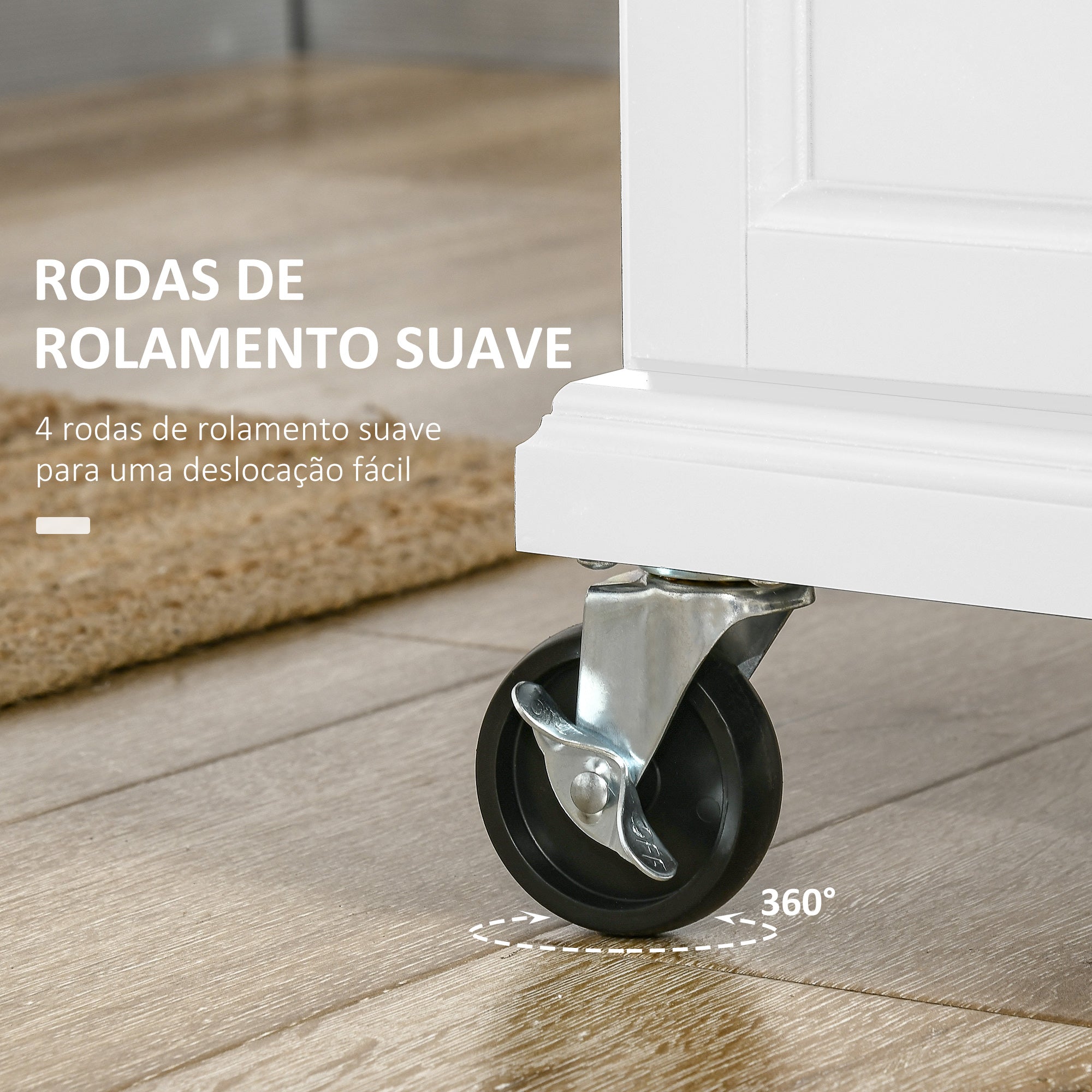 Ilha de Cozinha Móvel Moderna 83,5x45,7x90,5 cm - Branco