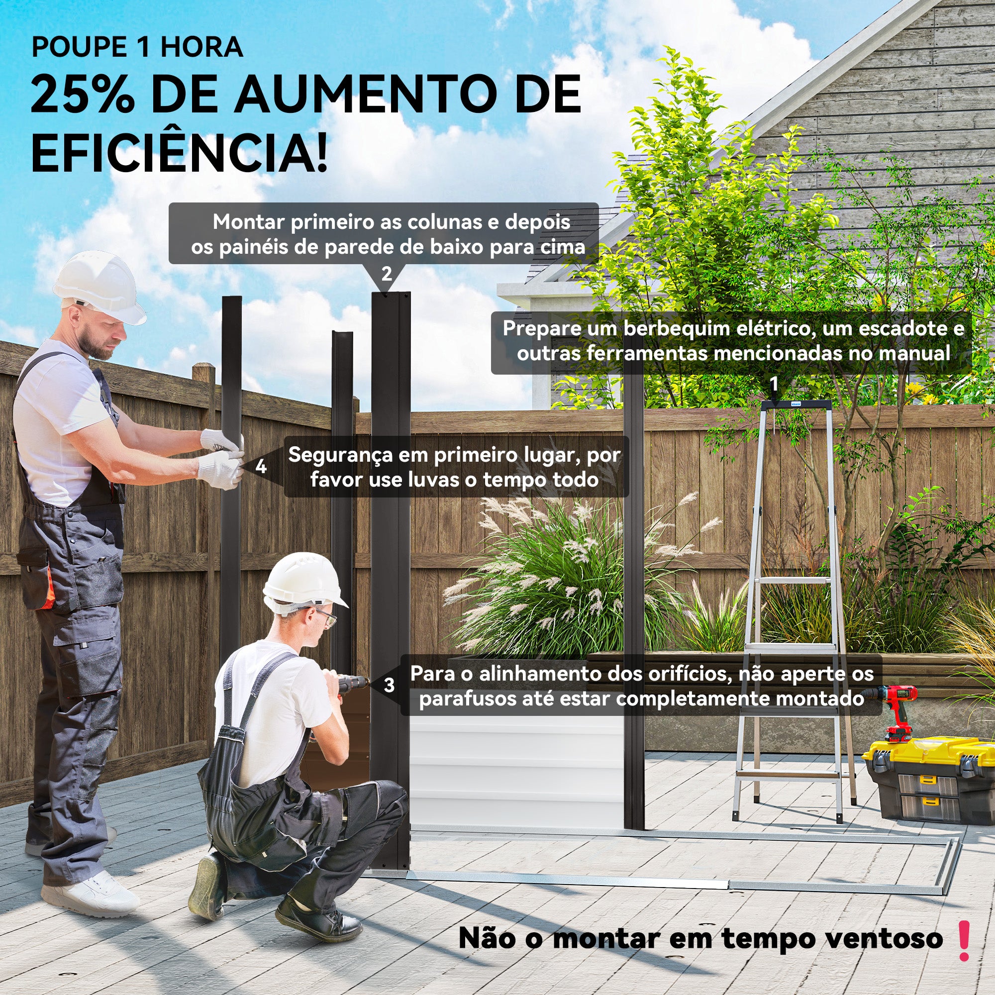 Abrigo de Jardim Carvalho 190x132x187 cm - Armazenamento e Ventilação