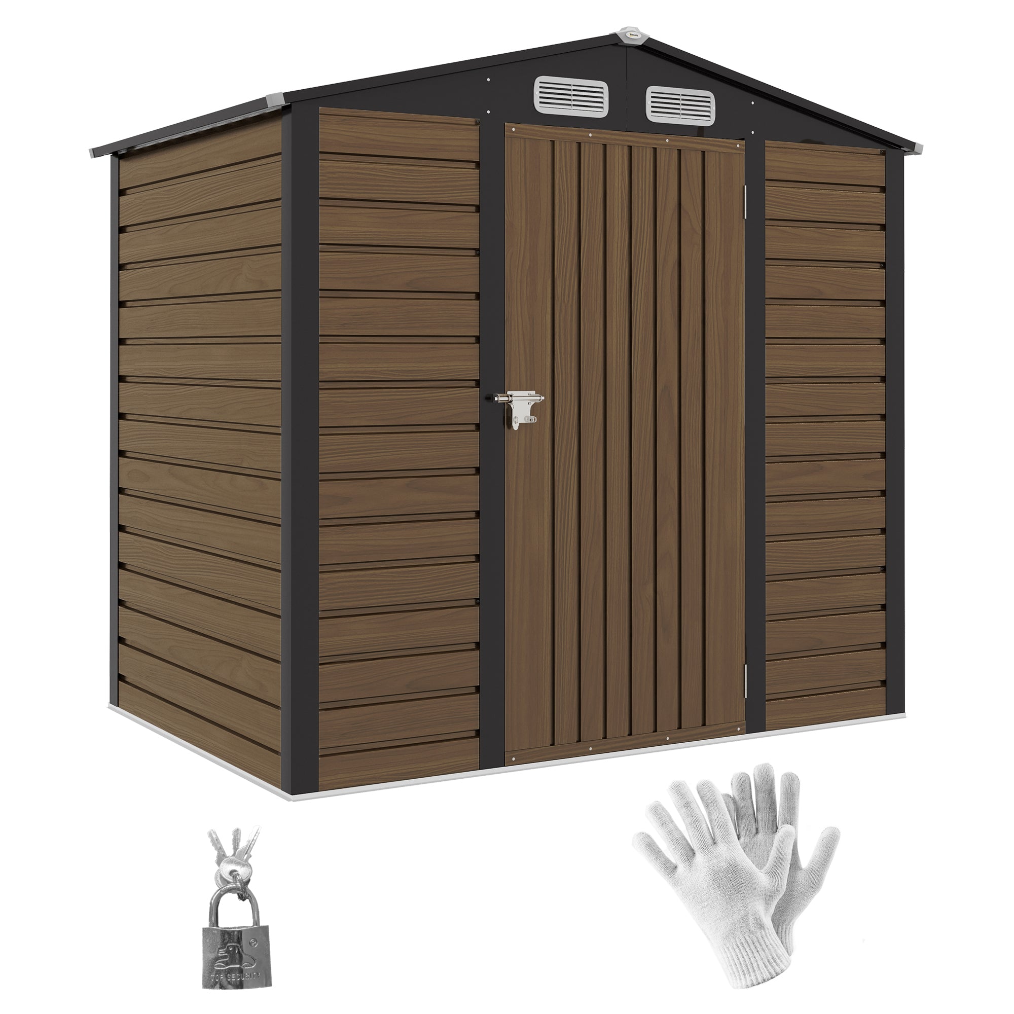 Abrigo de Jardim Carvalho 190x132x187 cm - Armazenamento e Ventilação