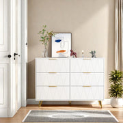 Cómoda Allia com 6 Gavetas – Branco – Estrutura em MDF com Pés Metálicos Dourados