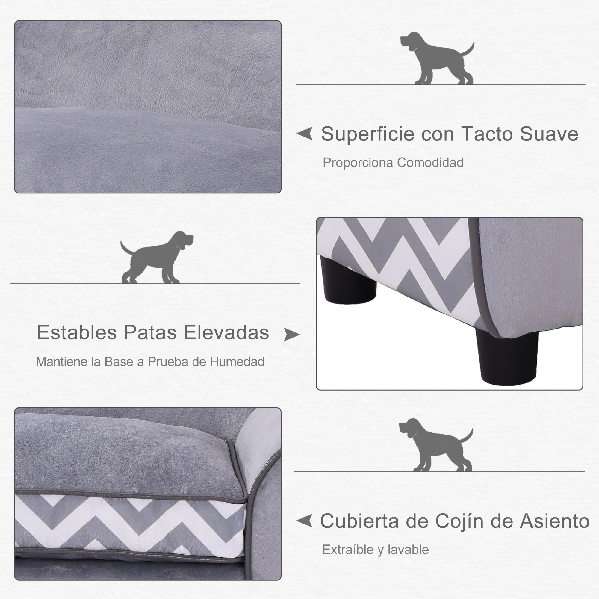Sofá para Animais de Estimação Cinza 73,5x41x33 cm - Conforto e Estilo para o seu Pet