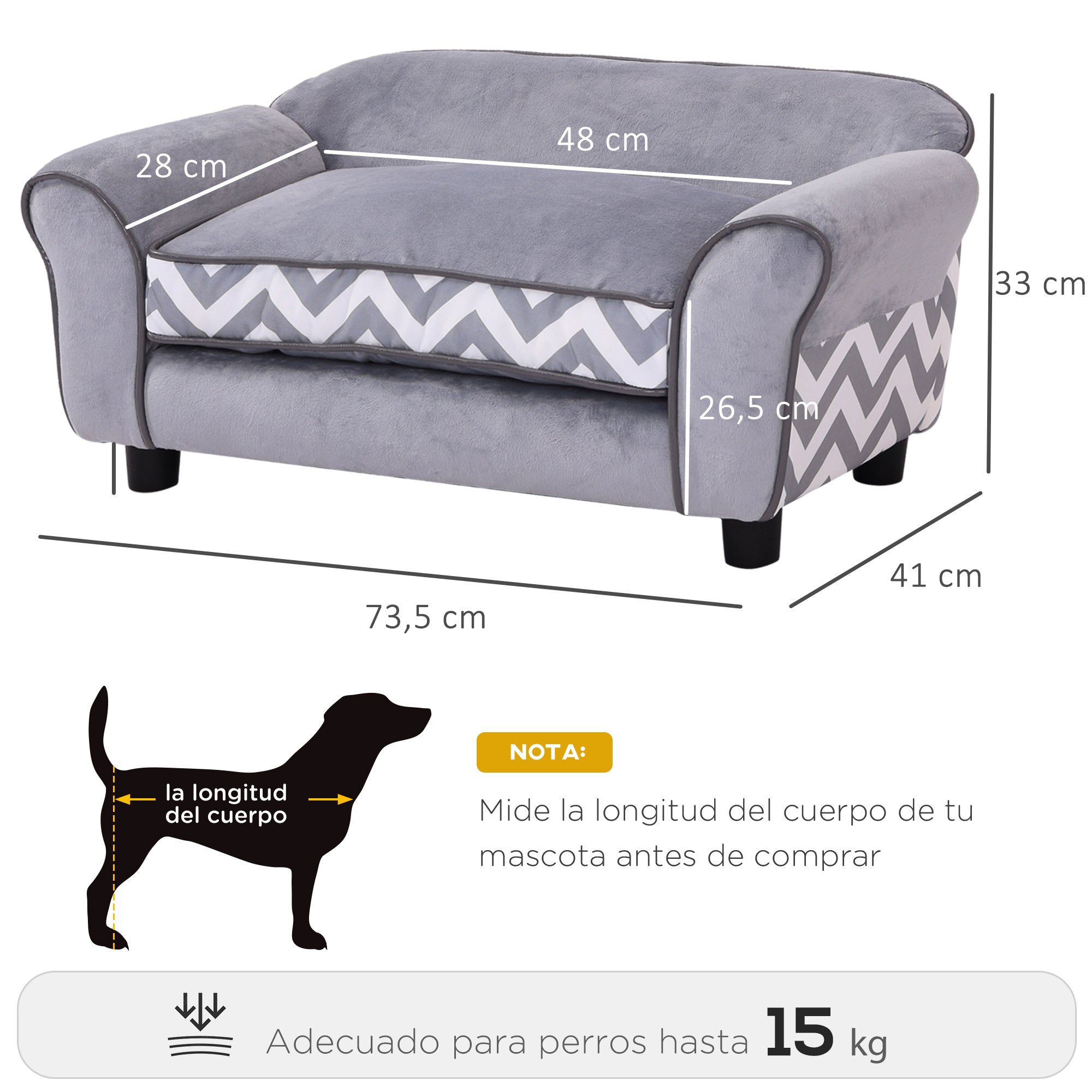 Sofá para Animais de Estimação Cinza 73,5x41x33 cm - Conforto e Estilo para o seu Pet